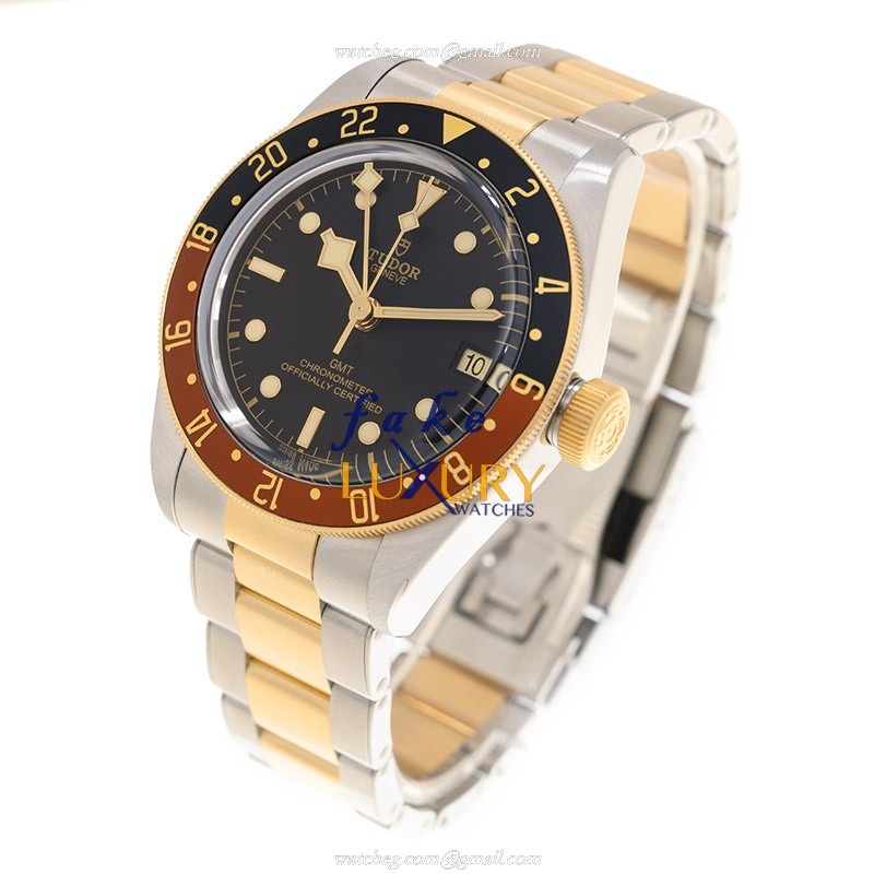 Tudor 79833MN BLACK BAY GMT S&G Automatic 18kt Gold & Steel Replica Watch, Black Dial, Silver & - Image 3