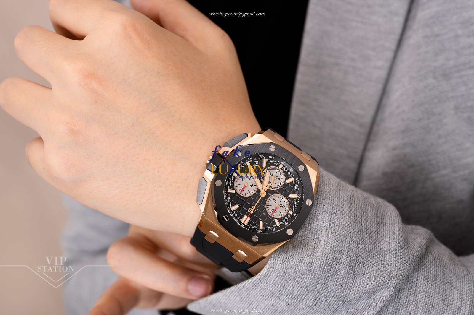 Audemars Piguet 26420RO.OO.A002CA.01 - Replica Watch - Automatic - 18kt Rose Gold - Black Dial - Image 5