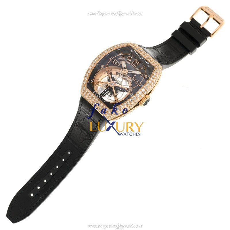 Franck Muller V 45 T GRAVITY CS D 5N.NR Manual Wind 18kt Rose Gold Diamonds Replica Watch - Image 2