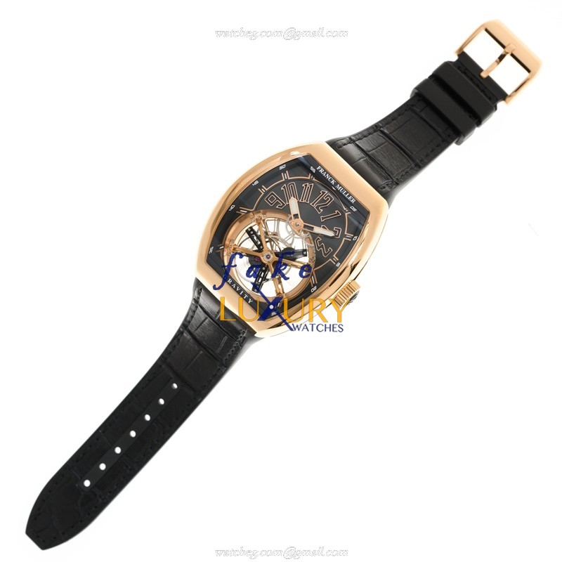 Franck Muller V 45 T Gravity CS 5N.NR Manual Wind 18kt Rose Gold Transparent Dial Replica Watch - Image 2