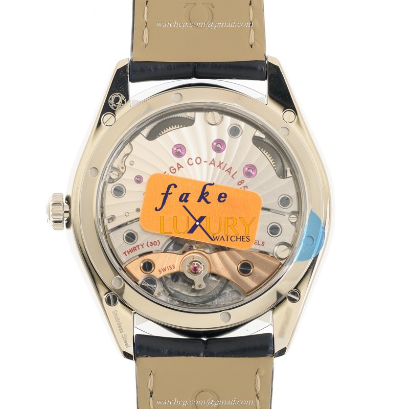 Omega 432.13.40.21.03.001 DE VILLE Manual Wind Steel Case Blue Dial Alligator Strap Replica Watch - Image 3