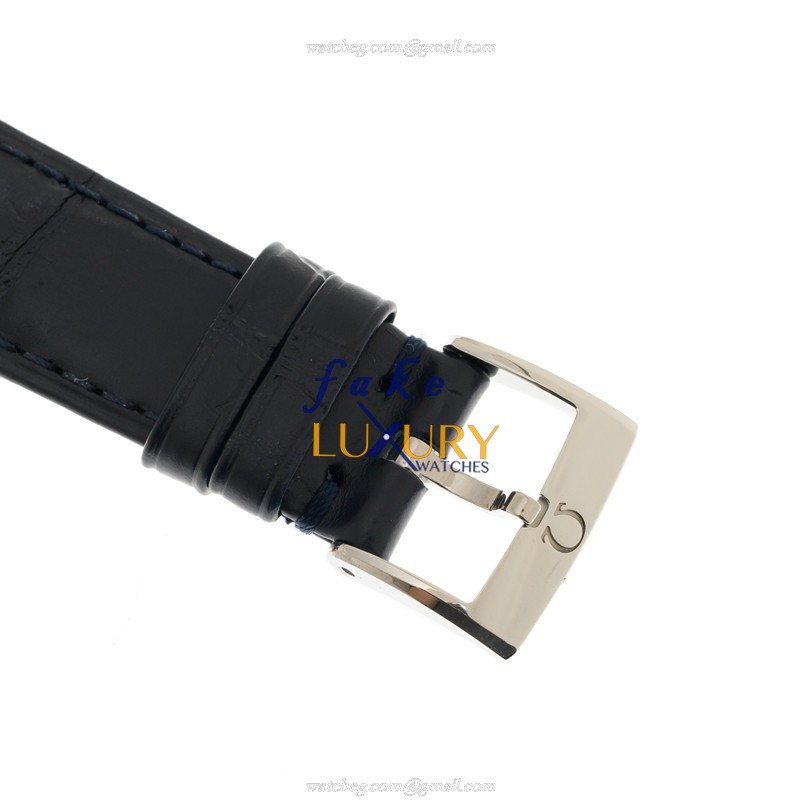 Omega 432.13.40.21.03.001 DE VILLE Manual Wind Steel Case Blue Dial Alligator Strap Replica Watch - Image 4