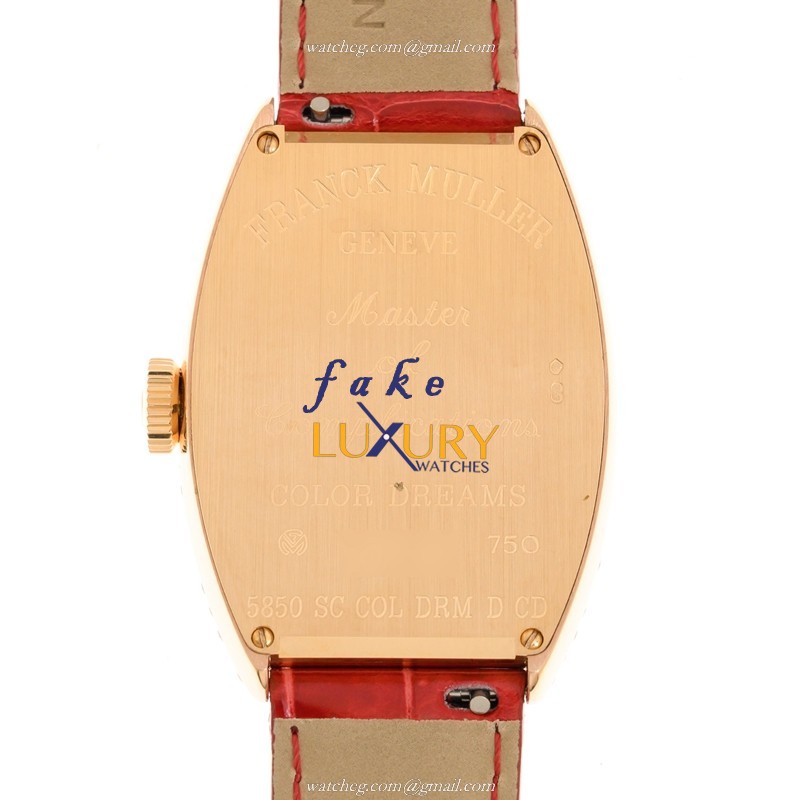 Franck Muller 5850 SC COL DRM D CD 5N Replica Watch Automatic Rose Gold & Diamonds Case Red Leather - Image 3