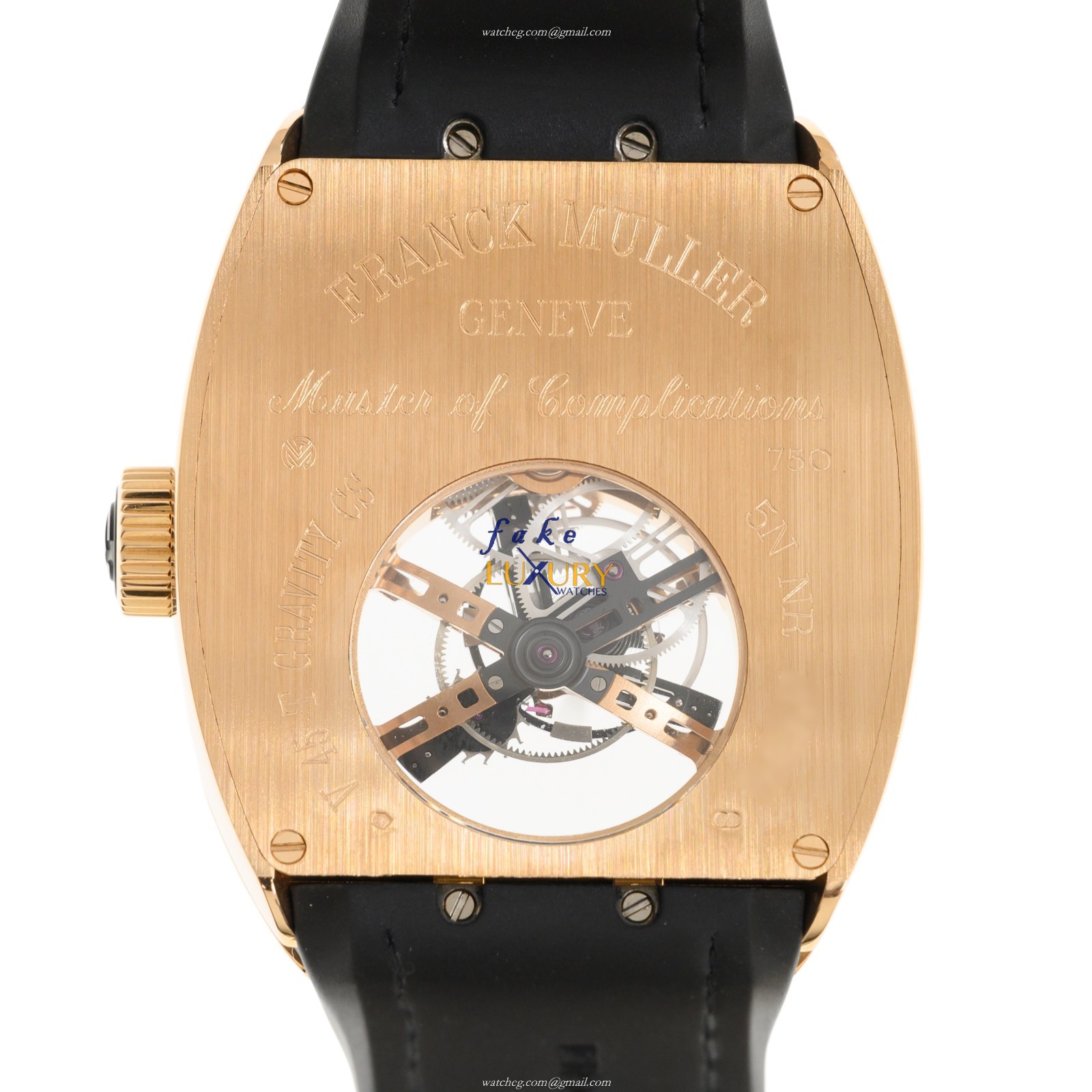Franck Muller V 45 T Gravity CS 5N.NR Manual Wind 18kt Rose Gold Transparent Dial Replica Watch - Image 3
