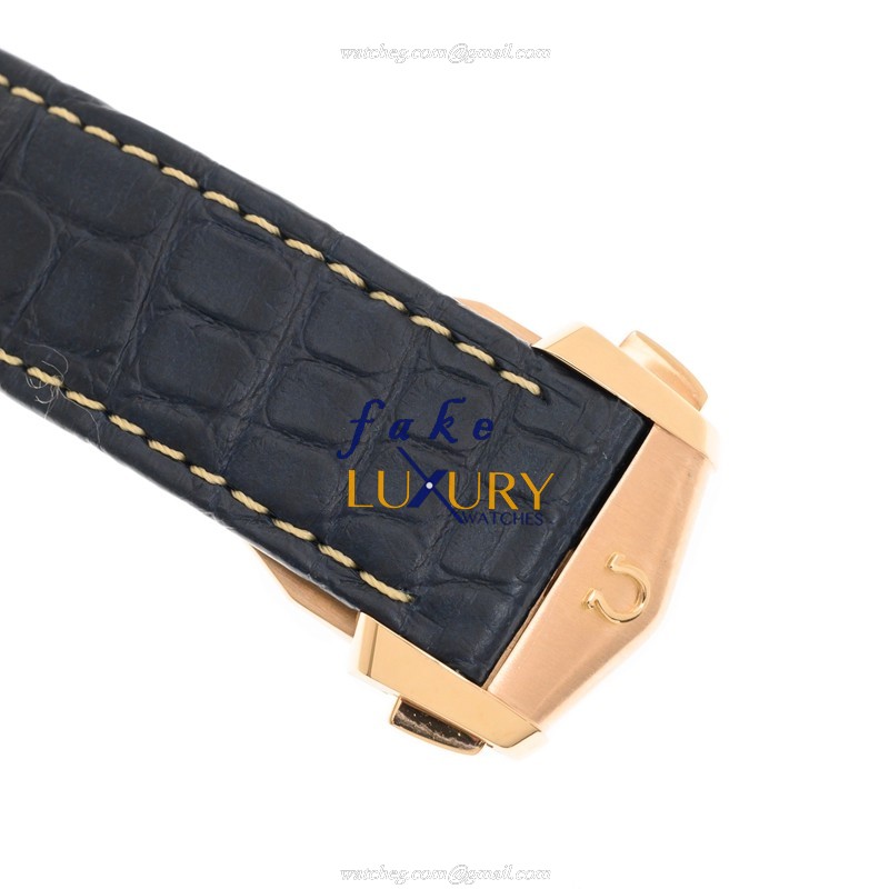 Omega Seamaster 220.53.43.22.02.001 Automatic 18kt Rose Gold Silver Dial Blue Alligator Strap - Image 4
