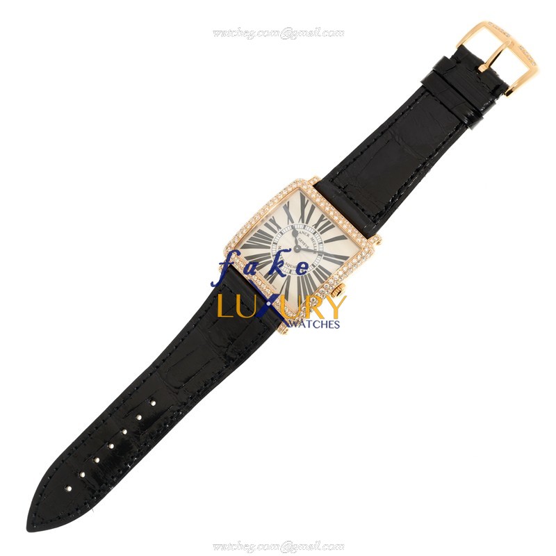 Franck Muller 6002 M B QZ R D 5N Quartz 18kt Rose Gold & Diamond Replica Watch, White Dial, Brown - Image 2