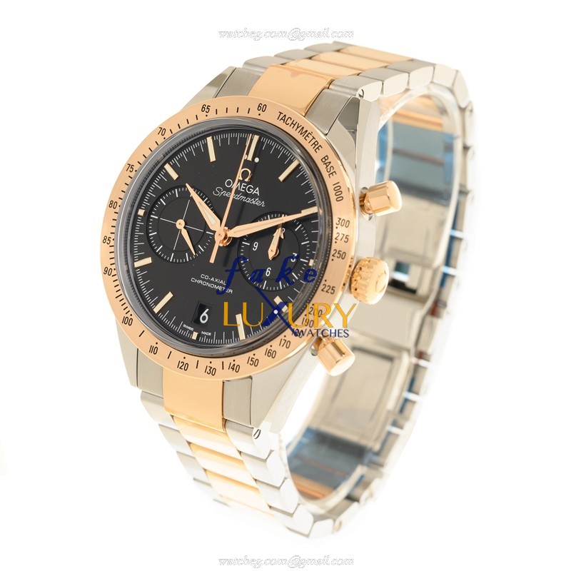 Omega Speedmaster 331.20.42.51.01.002 Replica Watch, Black Dial, Rose Gold & Steel Case, Automatic - Image 3