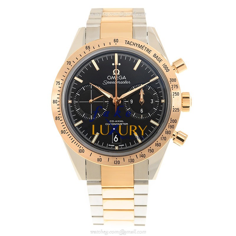 Omega Speedmaster 331.20.42.51.01.002 Replica Watch, Black Dial, Rose Gold & Steel Case, Automatic - Image 2