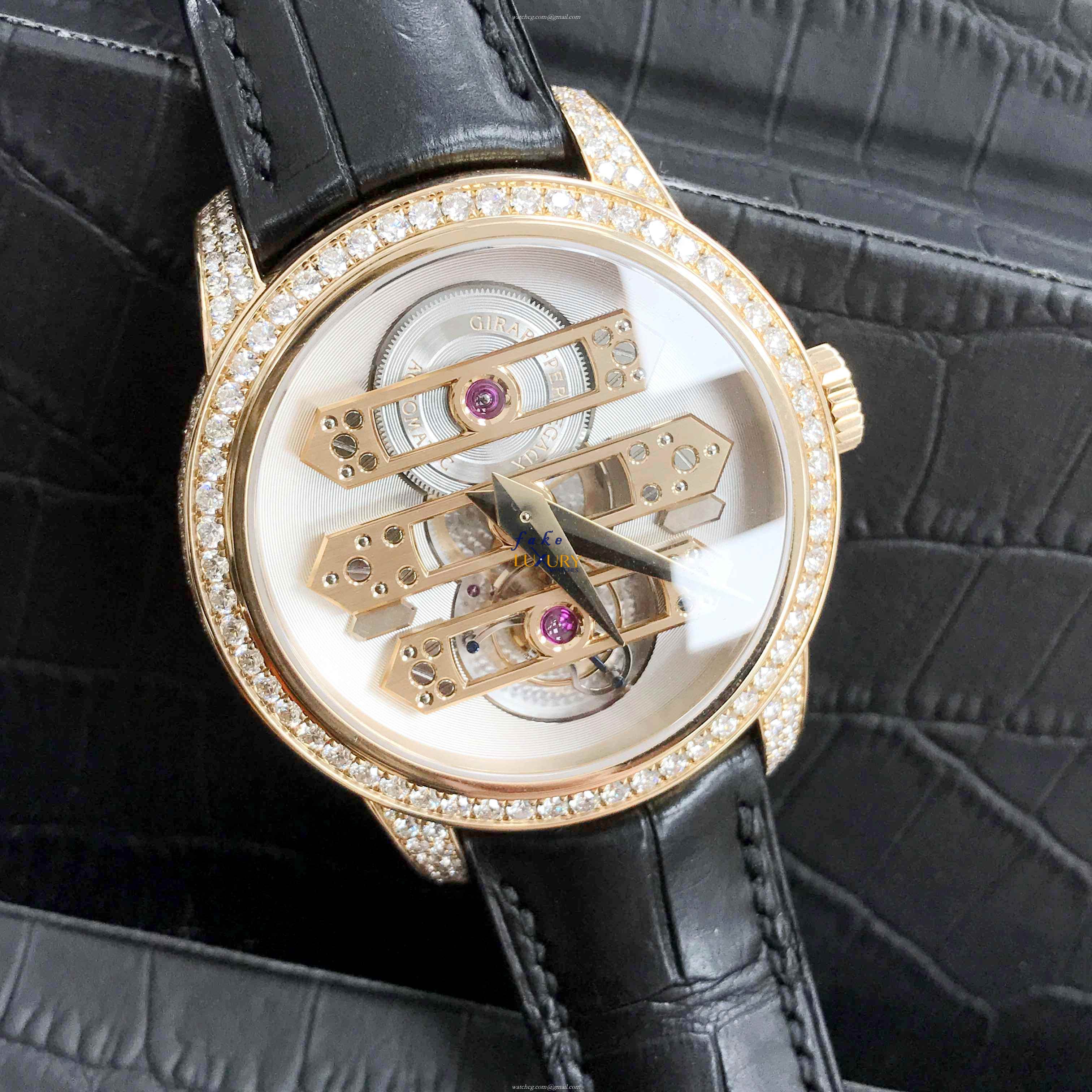 Girard Perregaux 99193D52I000-BA6A | 18kt Rose Gold Diamonds | Manual Wind | Replica Watch - Image 5