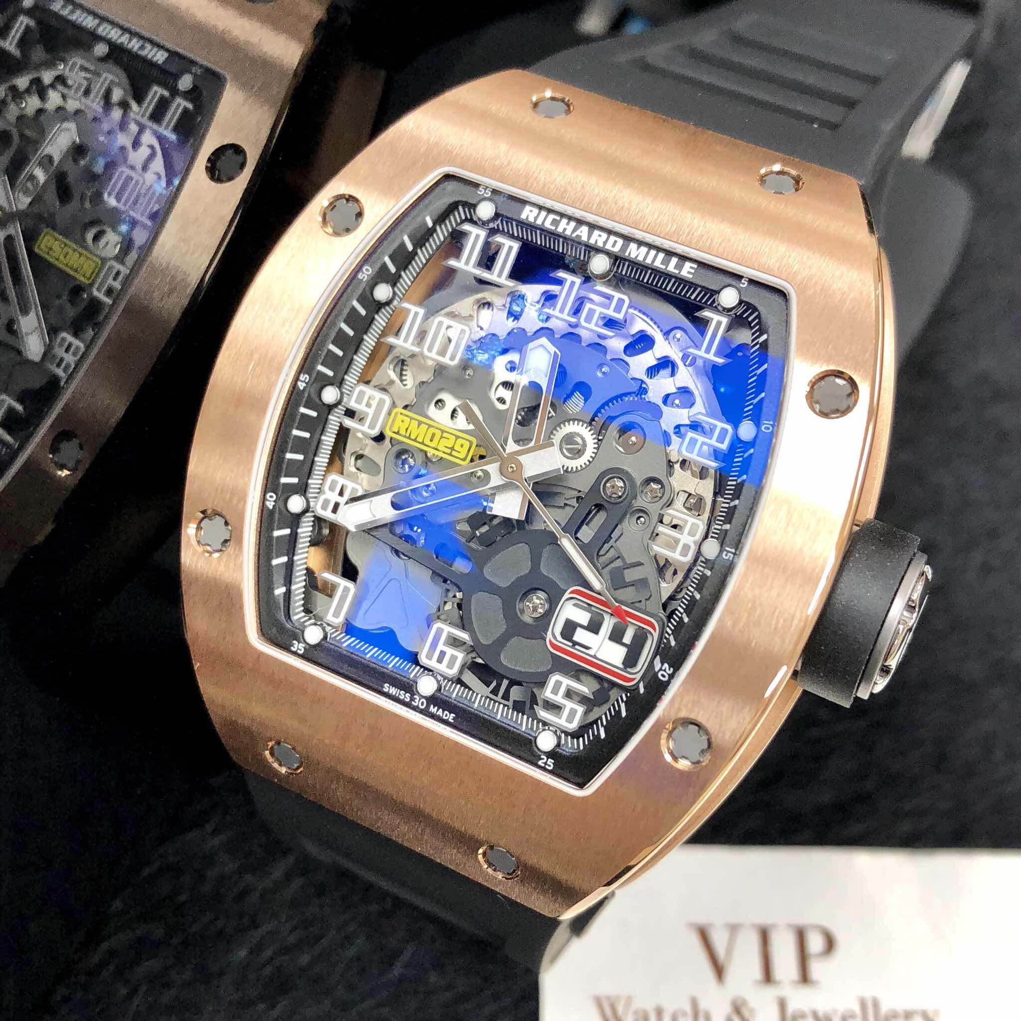 Richard Mille RM029-RG Replica Watch, Automatic Movement, 18kt Rose Gold Case, Black Dial - Image 5
