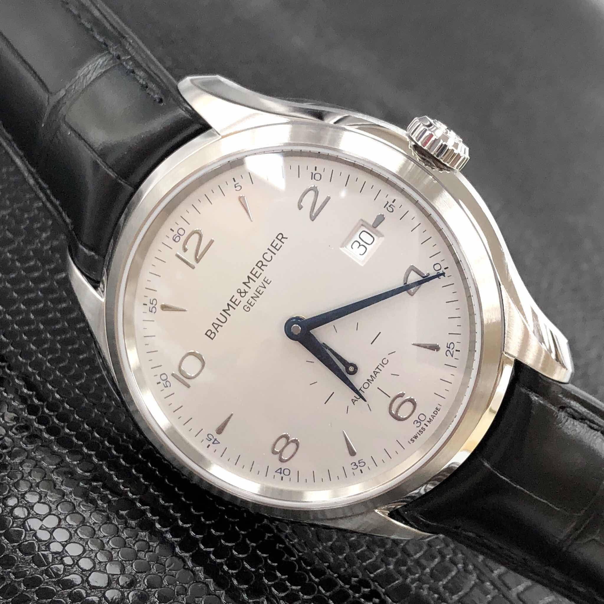 Baume & Mercier M0A10052 Clifton - Replica Watch - Automatic - Steel Case - Silver Dial - Black - Image 5