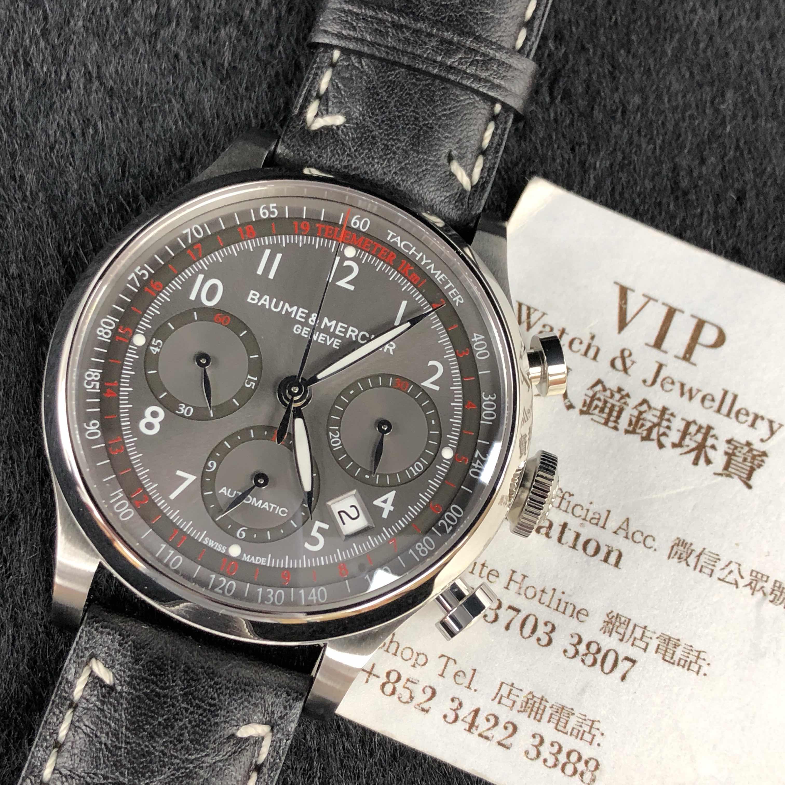 Baume & Mercier M0A10003 Capeland Replica Watch - Automatic - Steel Case - Dark Grey Dial - Leather - Image 5