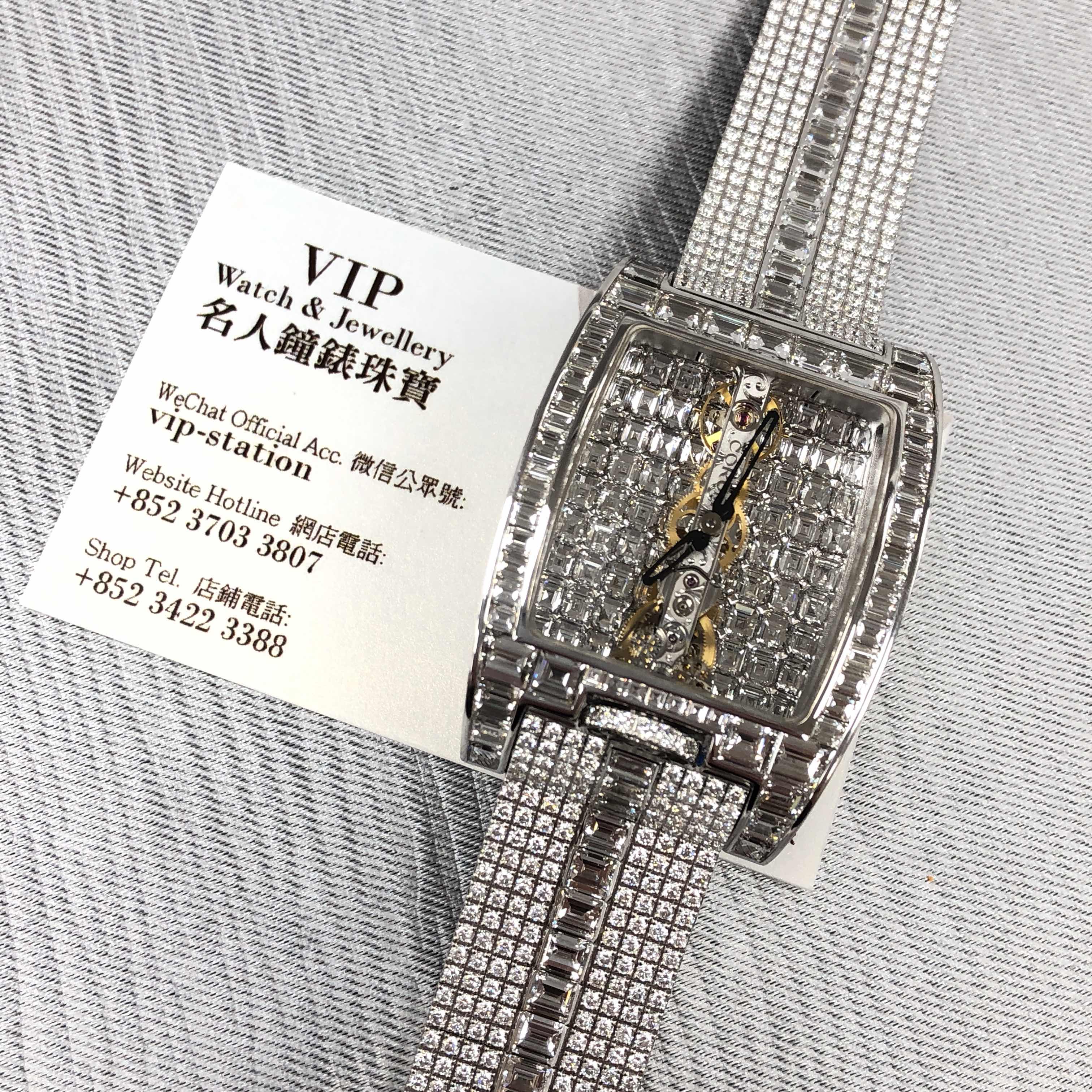 Corum BRIDGE Full Paved Diamond Manual Wind 18kt White Gold Silver Dial Replica Watch - Image 5