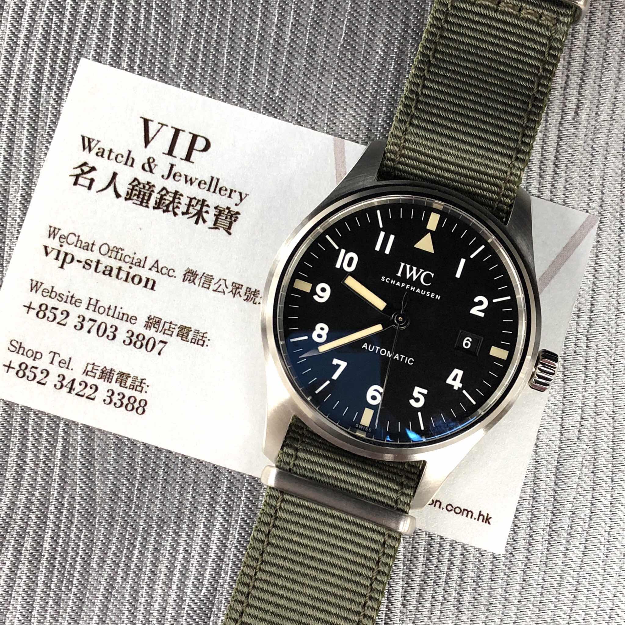 IWC IW327007 PILOTS Automatic Stainless Steel Black Dial Green Fabric Strap Replica Watch - Image 5