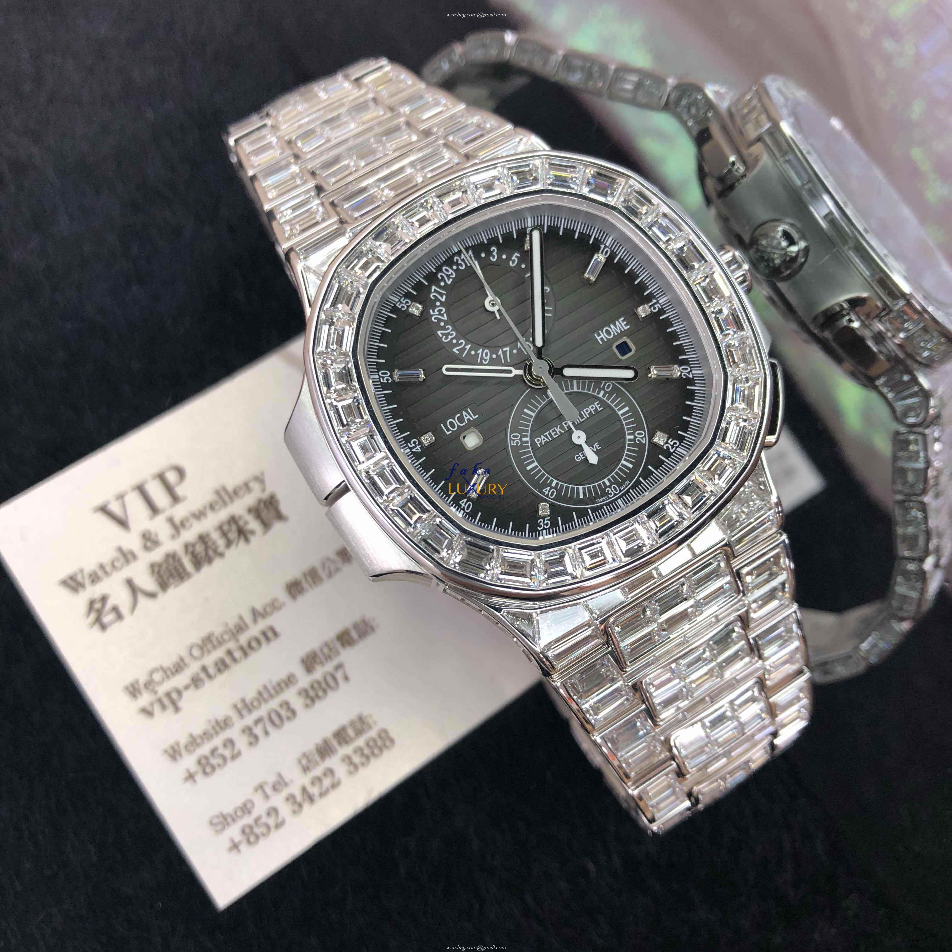 Patek Philippe Nautilus 5990/1400G-001 Automatic 18kt White Gold Diamond Black Dial Replica Watch - Image 5