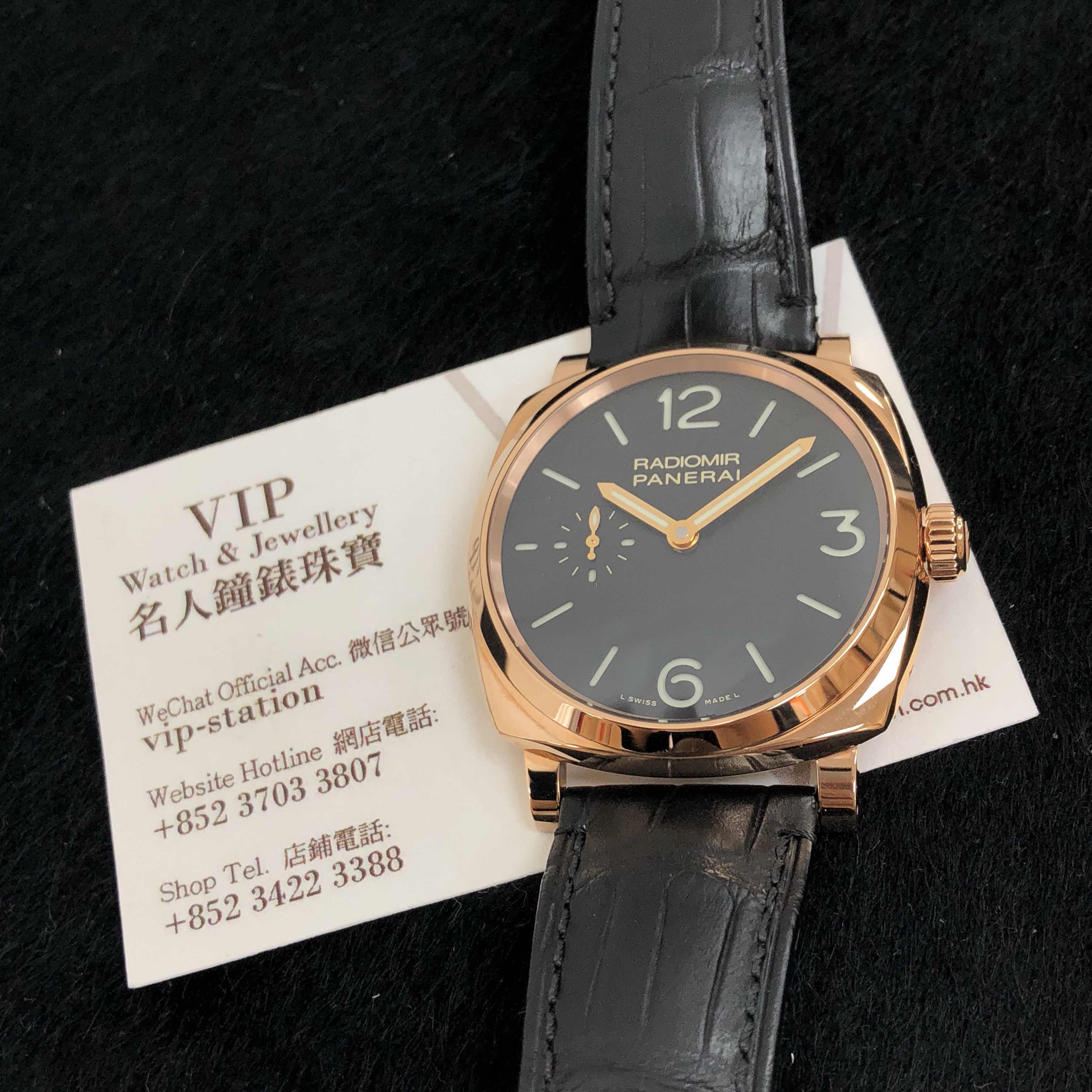Panerai PAM00575 RADIOMIR Manual Wind 42mm 18kt Rose Gold Replica Watch, Black Dial, Leather Strap - Image 5