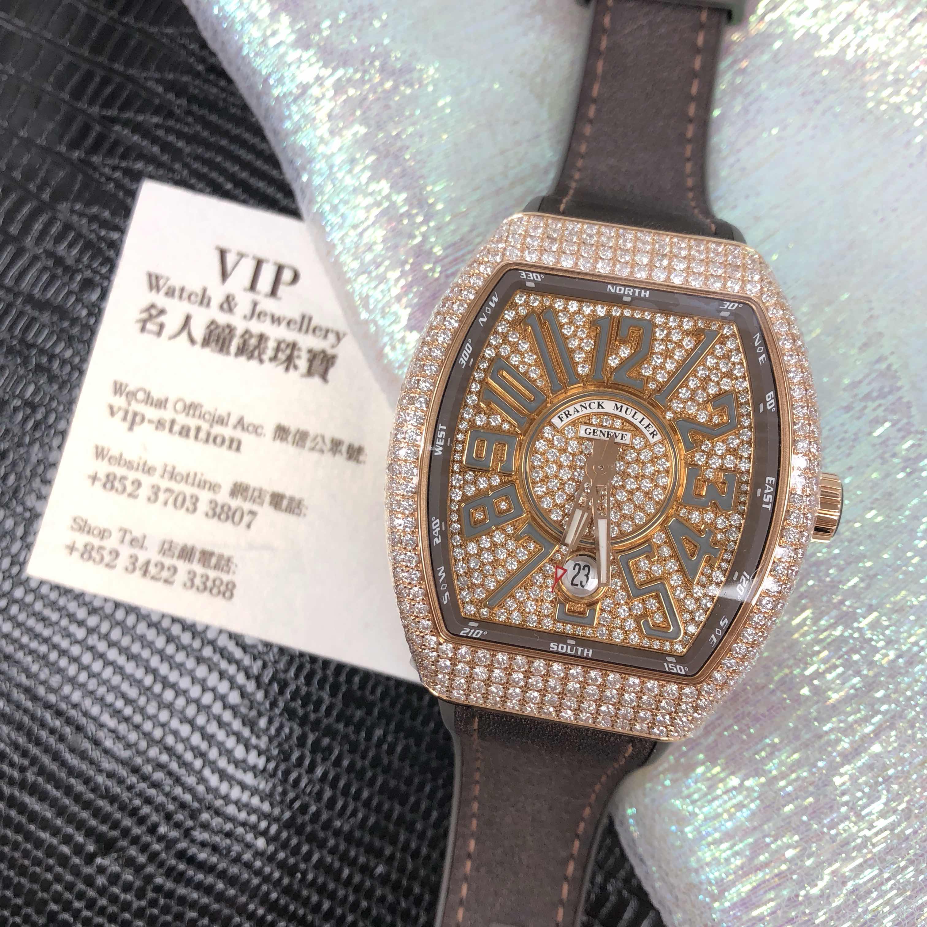 Franck Muller V 41 SC DT D CD 5N.TT Replica Watch, Automatic, 18kt Rose Gold & Diamonds Case, Gold - Image 5