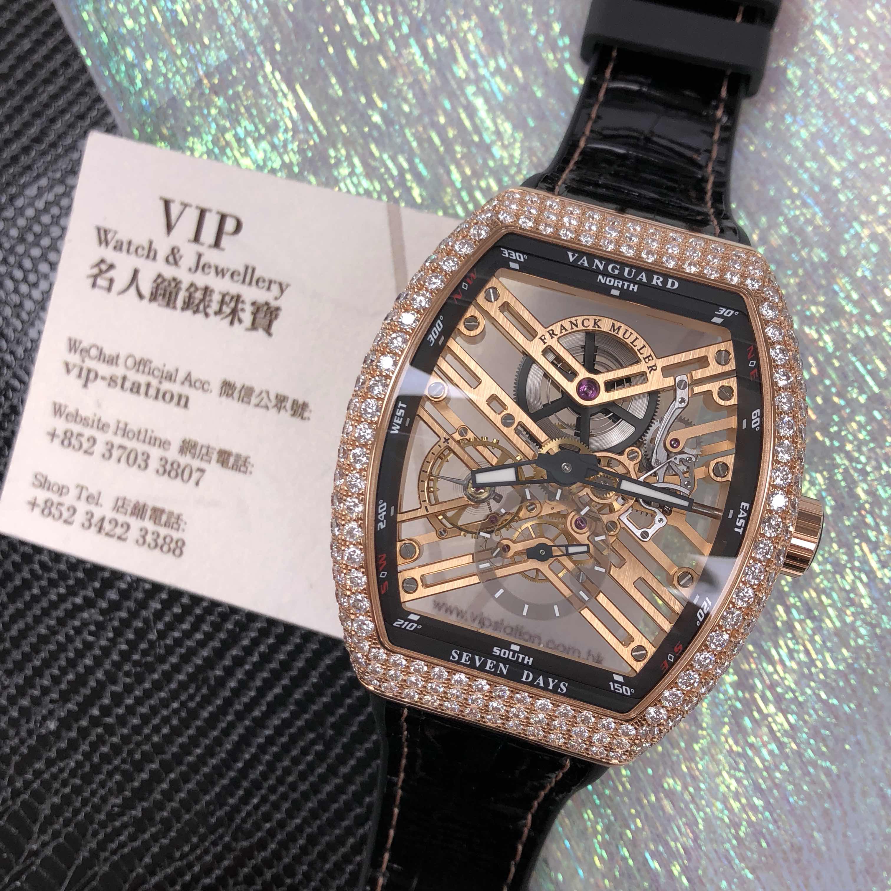 Franck Muller V 45 S6 SQT D 5N.NR VANGUARD Automatic 18kt Rose Gold Diamonds Gold Dial Replica Watch - Image 5