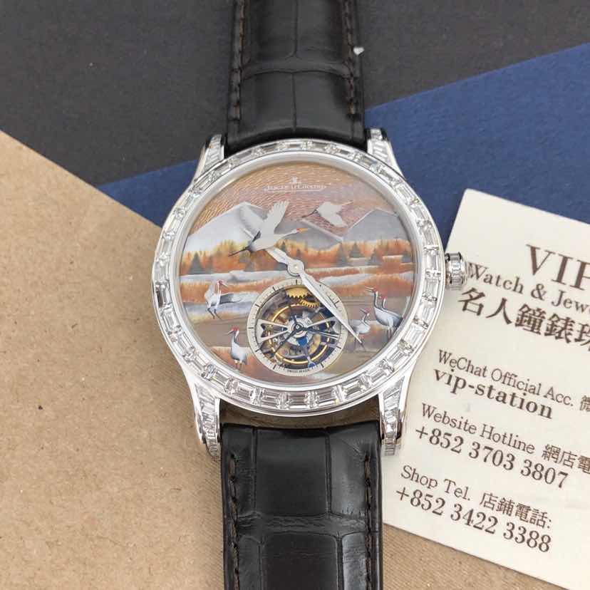 Jaeger-Lecoultre Q16634E7 Replica Watch Auto 18kt White Gold Diamond Case Brown Dial Alligator Strap - Image 5