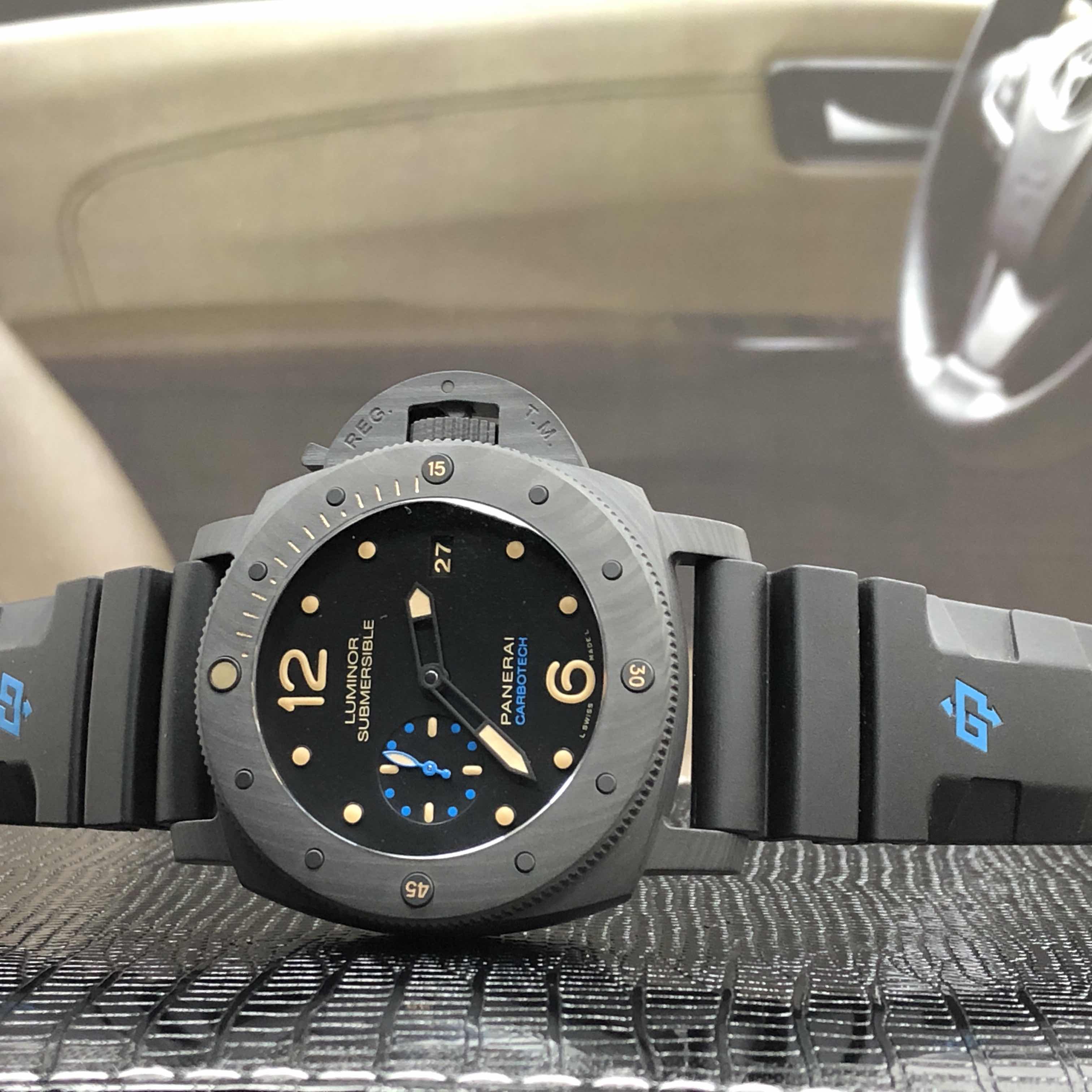 Panerai PAM00616 LUMINOR Auto Carbon Fiber Case | Swiss Clone Watch | 300M WR | 47mm Black Dial - Image 5