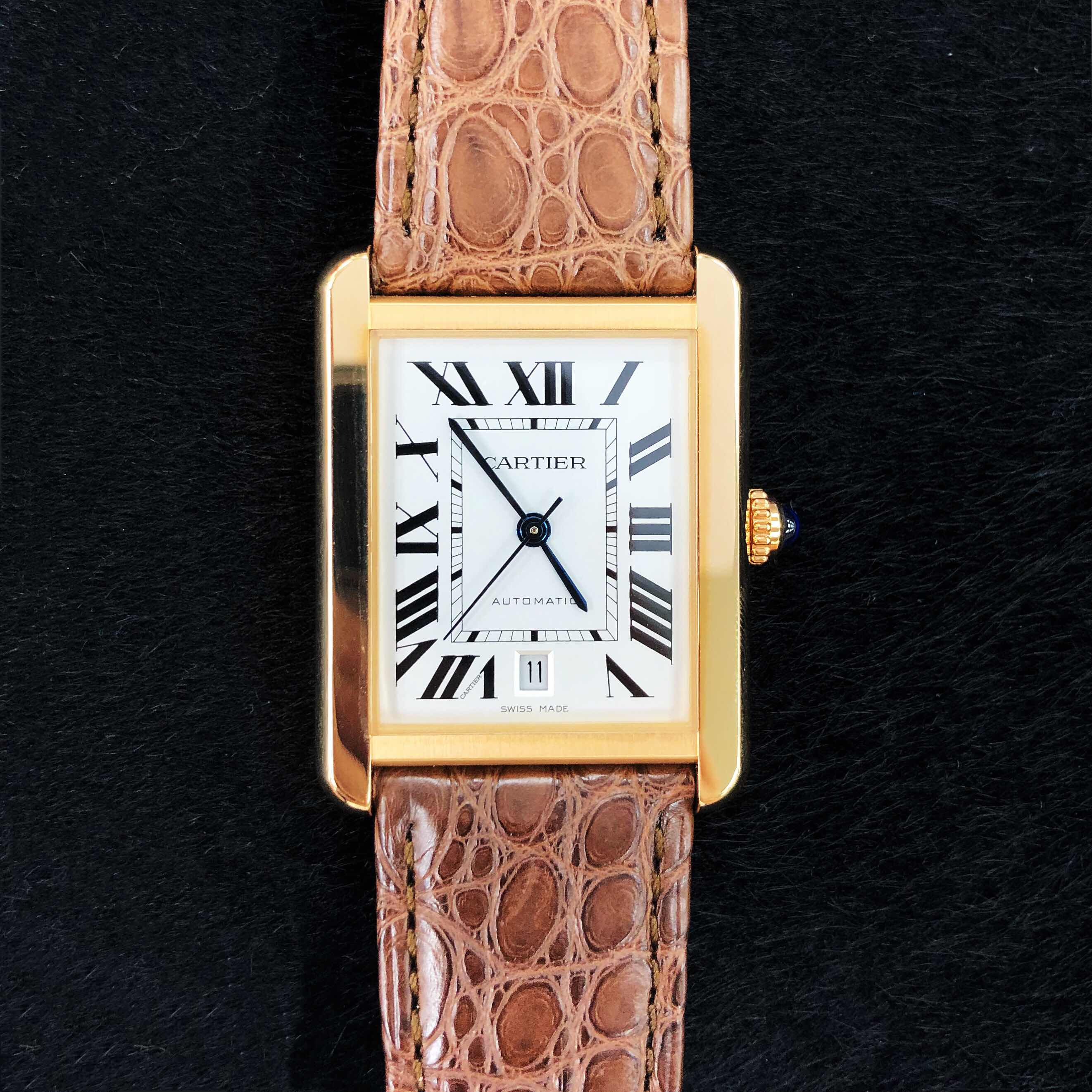 - CARTIER W5200026 TANK AUTO 18K ROSE GOLD STEEL REPLICA WATCH - WHITE DIAL - Image 5