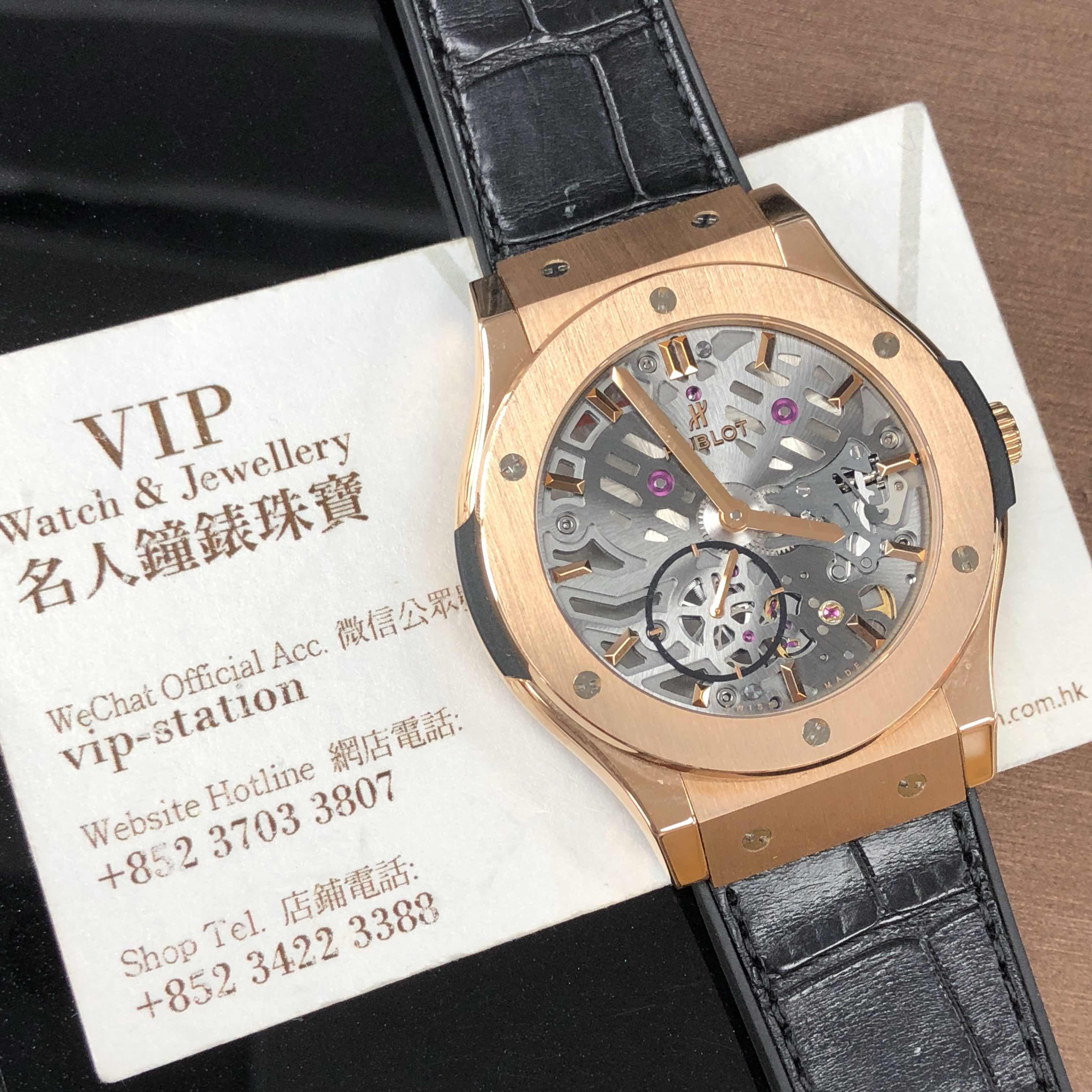 Hublot 545.OX.0180.LR Manual Wind 18kt Rose Gold Replica Watch, Swiss Movement, Silver Dial, Black - Image 5