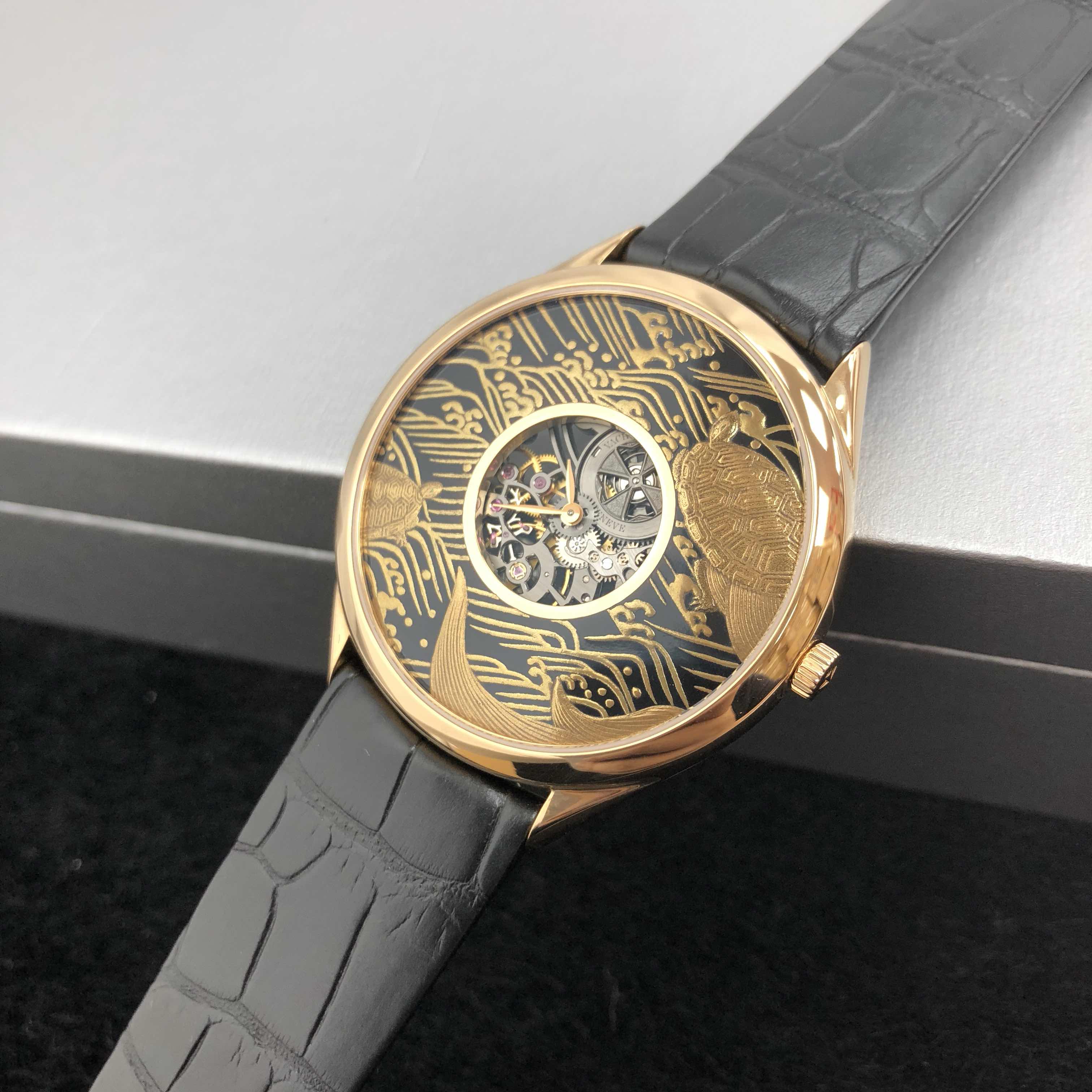 33222/000R-9548 - Vacheron Constantin Metiers DArt Replica Watch - Manual Wind Rose Gold Black Dial - Image 5