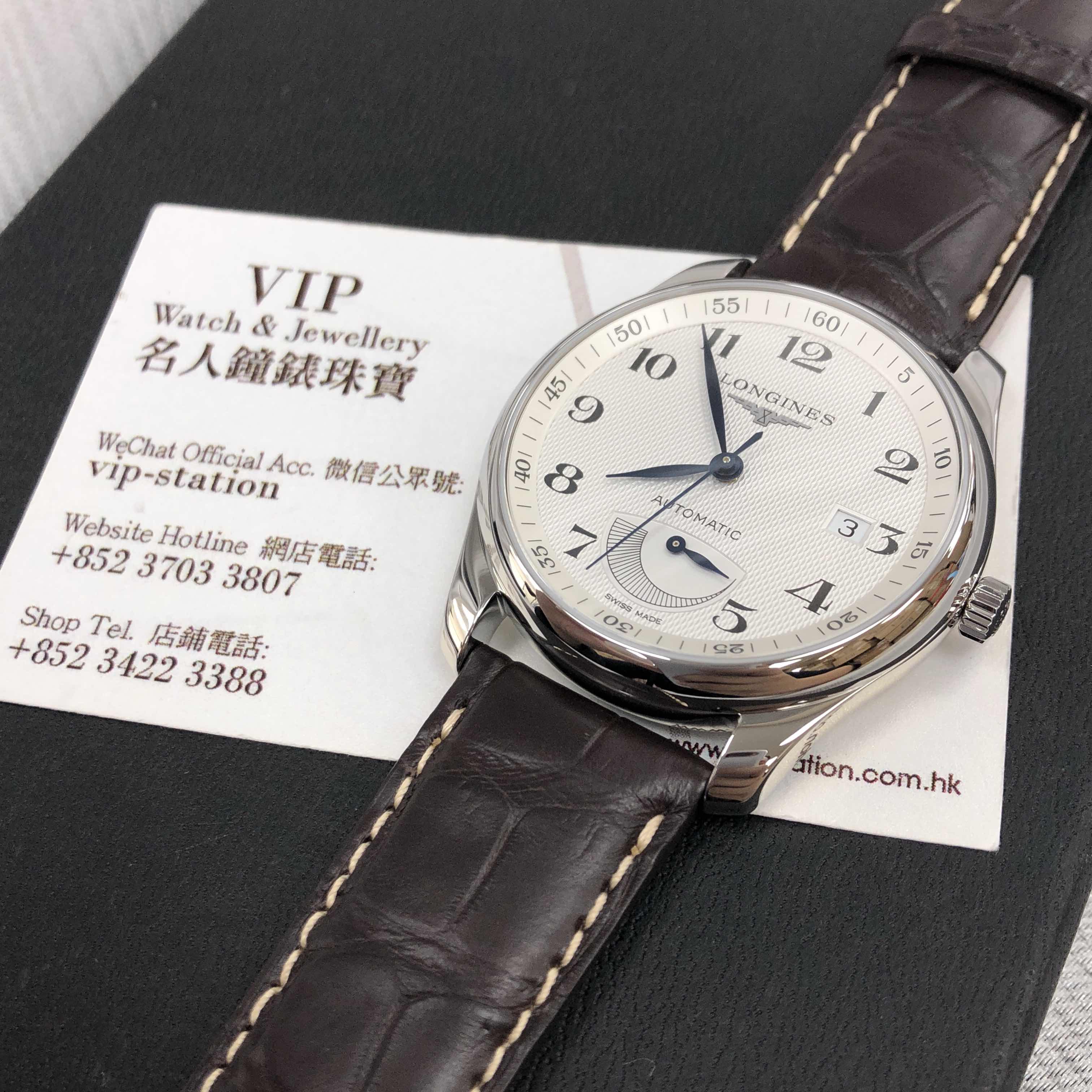 Longines L2.908.4.78.3 Master Replica Watch, Automatic, Silver Dial, Steel Case, Brown Alligator - Image 5