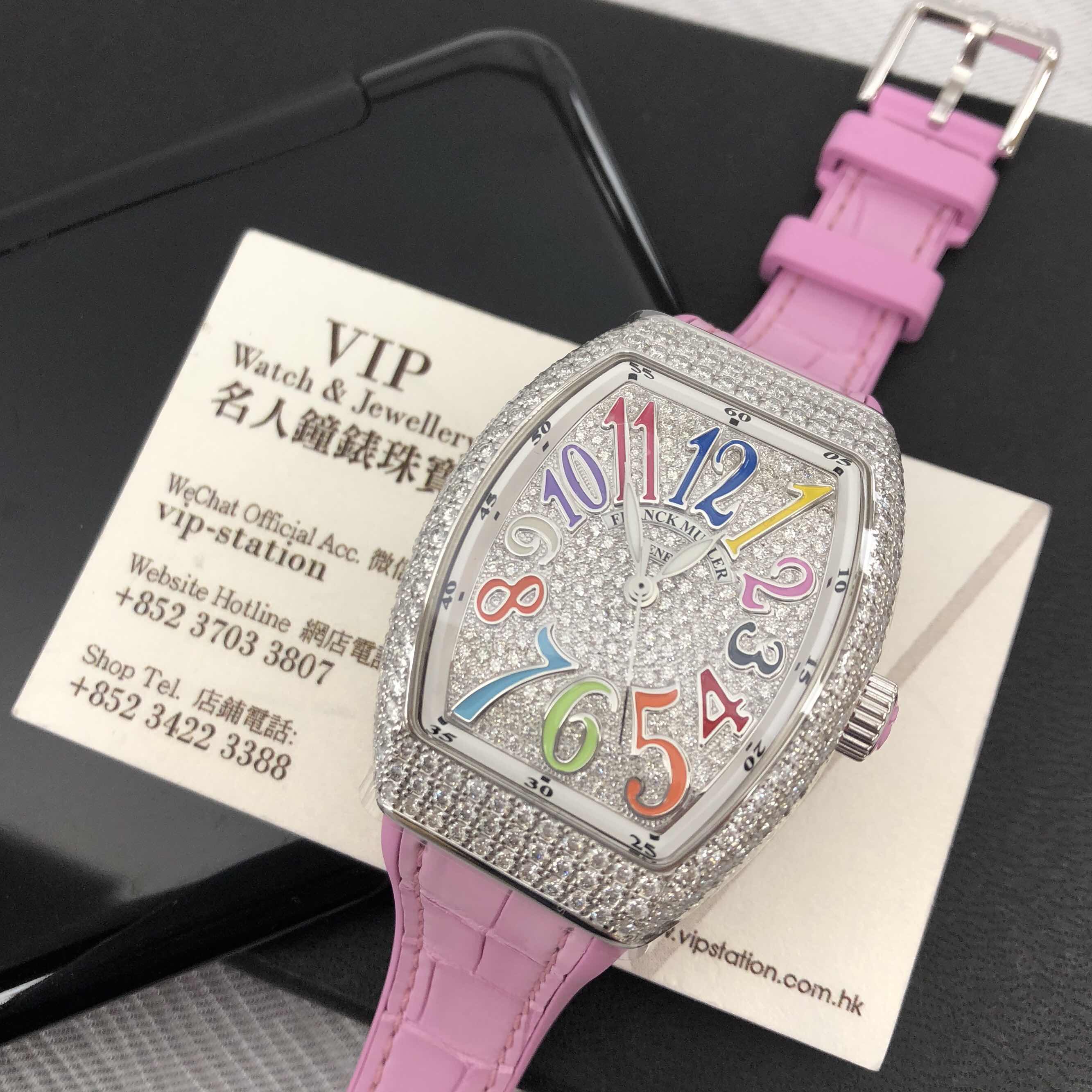 Franck Muller V35 SC AT FO D CD COL DRM AC.RS Vanguard Automatic Silver Dial Pink Strap Replica - Image 5