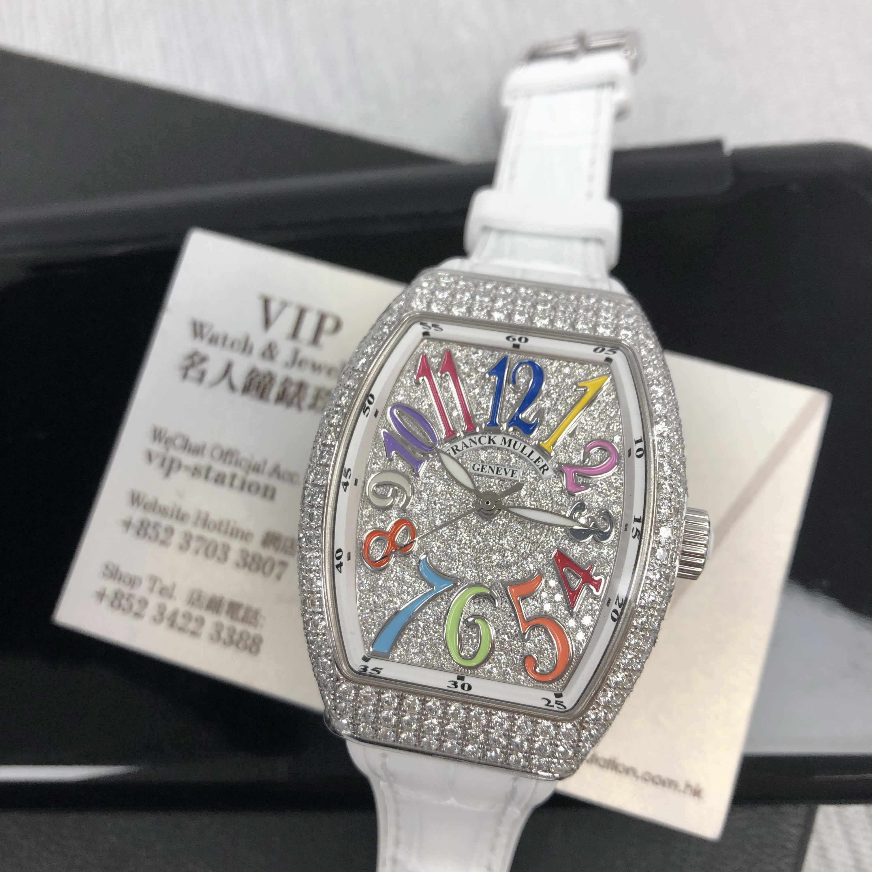 Franck Muller V 35 SC AT FO D CD COL DRM AC.BC Automatic 18kt White Gold & Diamond Replica Watch - Image 5