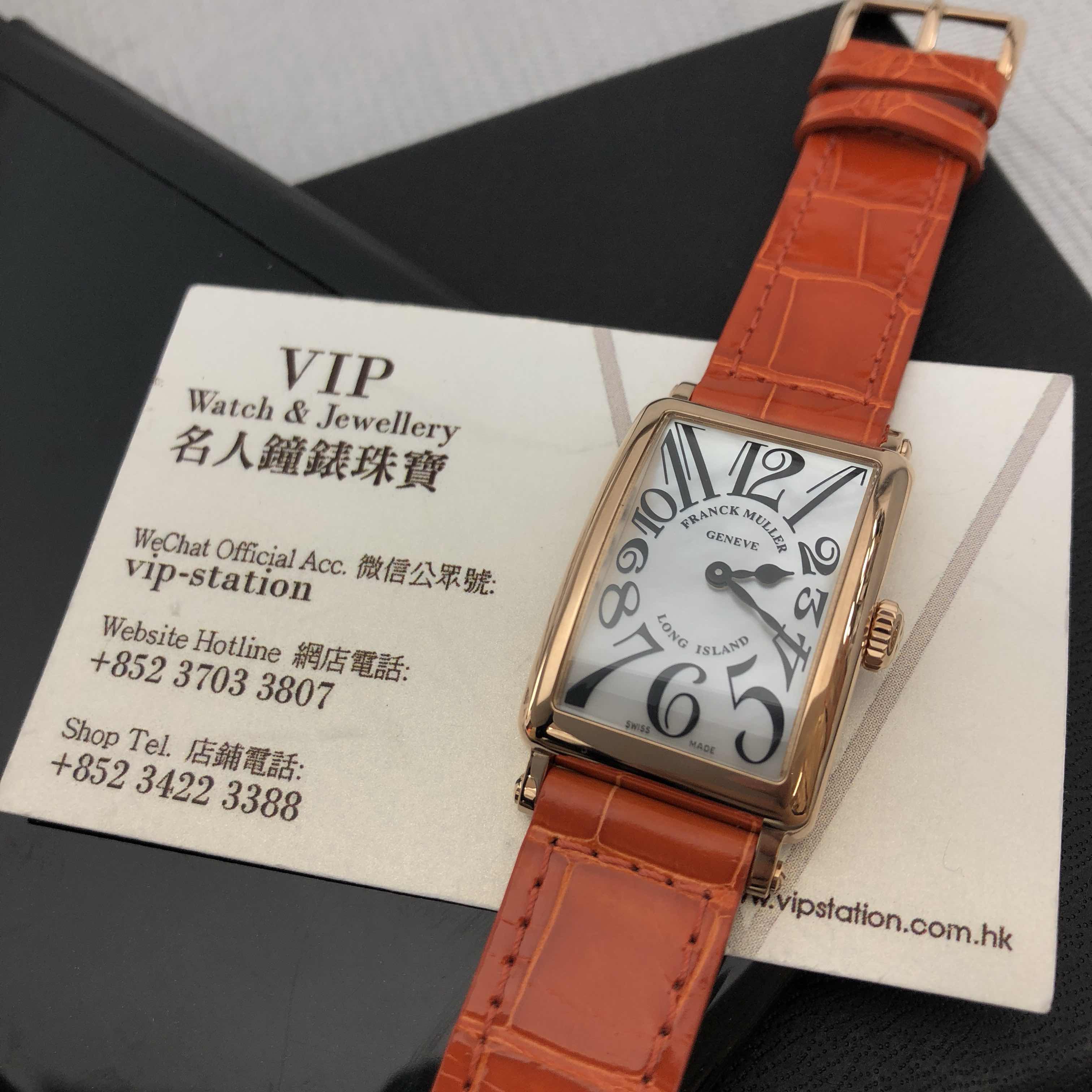 Franck Muller 902 QZ MOP 5N Long Island Quartz Replica Watch White Mother of Pearl Dial Orange - Image 5
