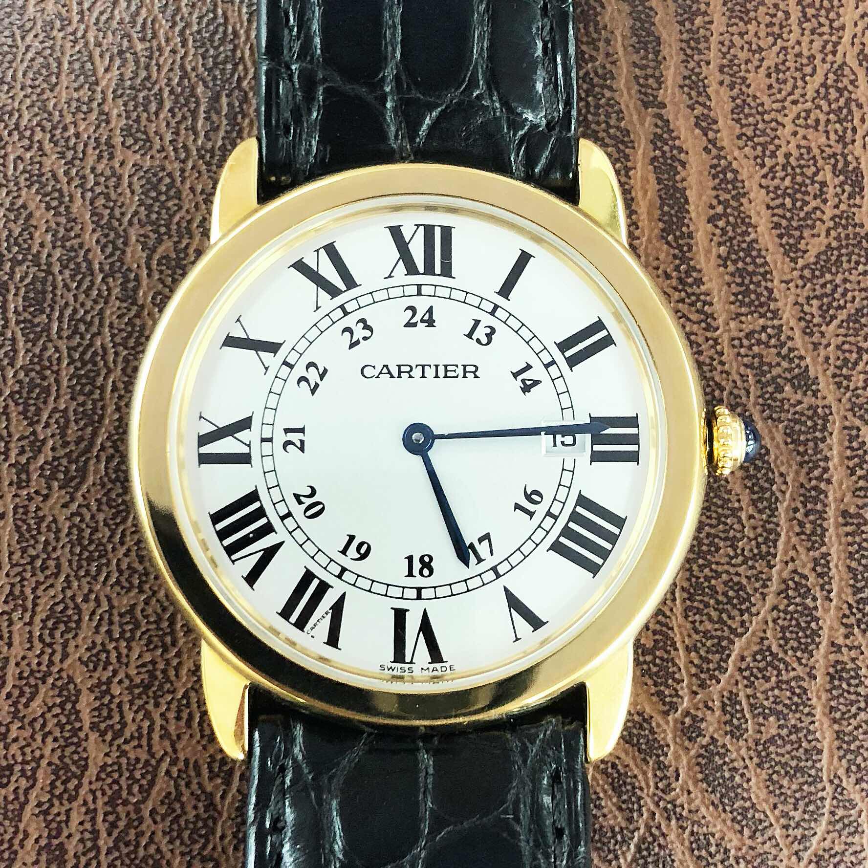 Cartier W6700455 RONDE SOLO DE CARTIER Quartz 18kt Yellow Gold Watch - Black Dial Replica - Image 5