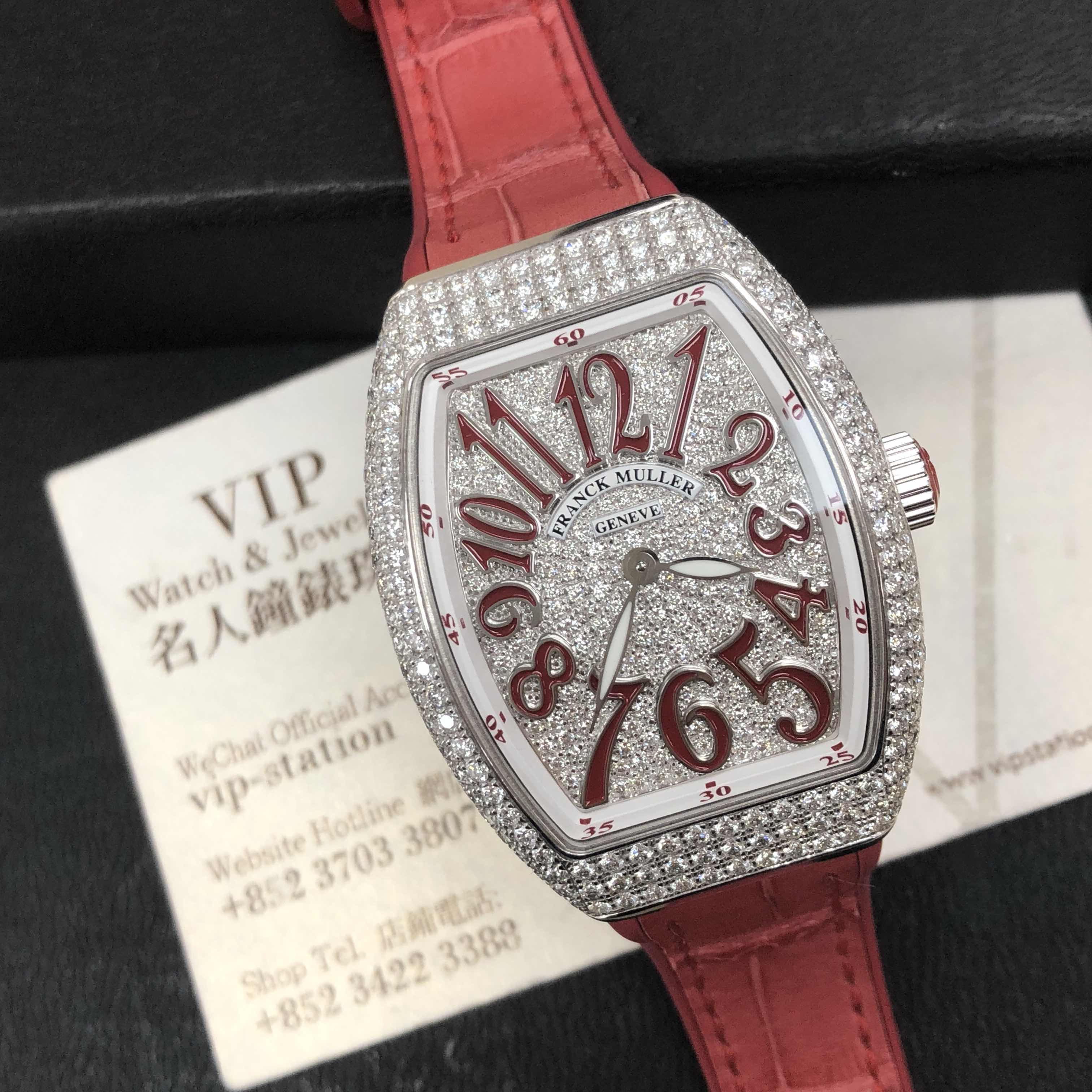 Franck Muller V32QZDCDAC.RG-RED Quartz 18kt White Gold Diamond Replica Watch - Image 5