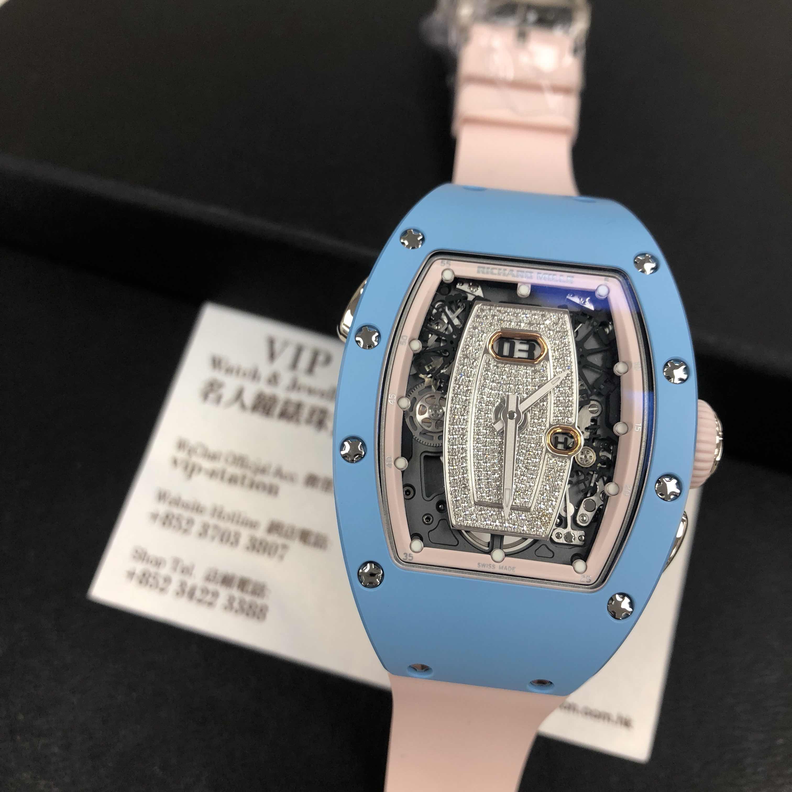 Richard Mille RM037WG-ATZ-B BLUE Replica Watch Automatic Silver Dial Ceramic Steel Pink Rubber Strap - Image 5
