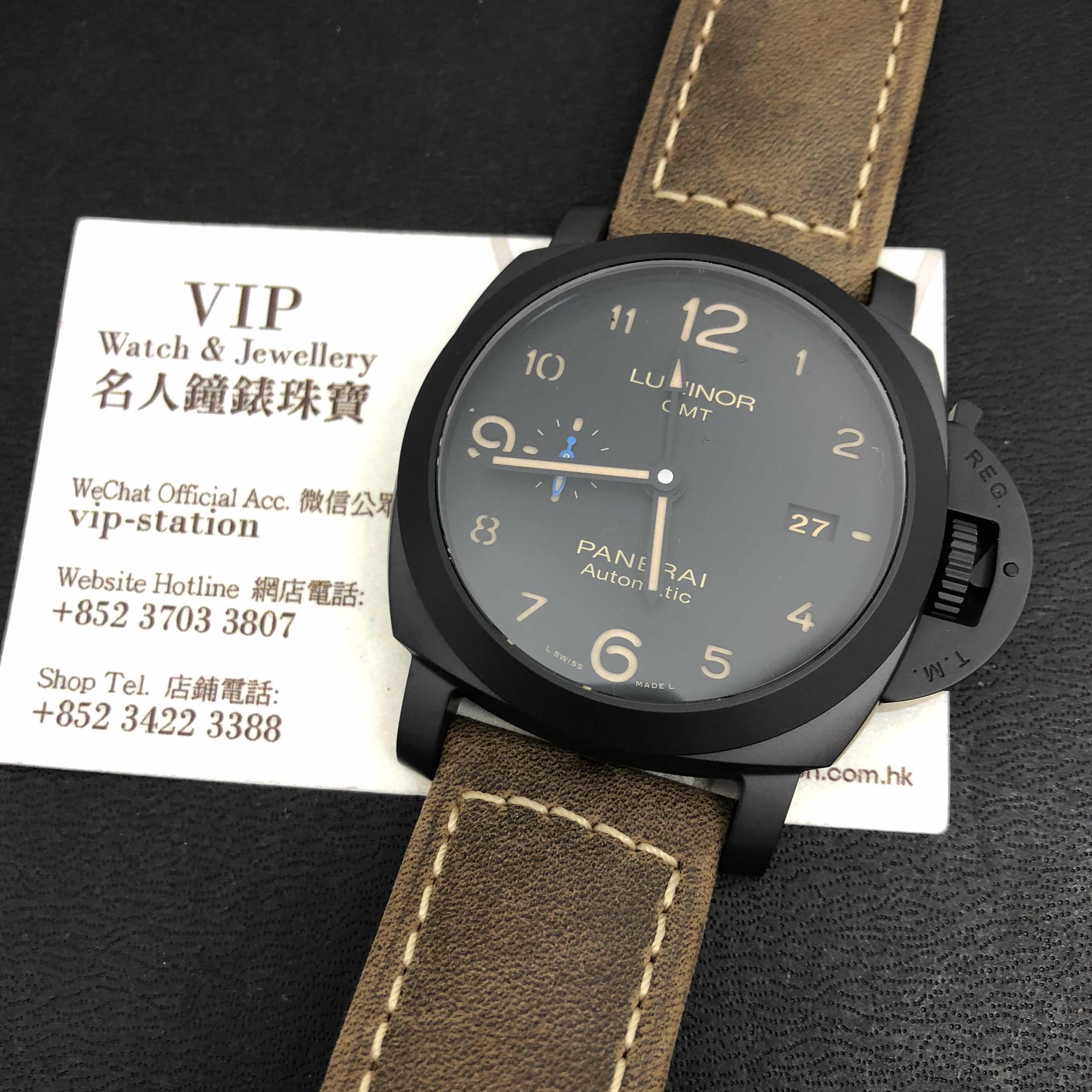 Panerai PAM01441 LUMINOR Automatic Ceramic Replica Watch - Black Dial, Brown Leather Strap - Image 5