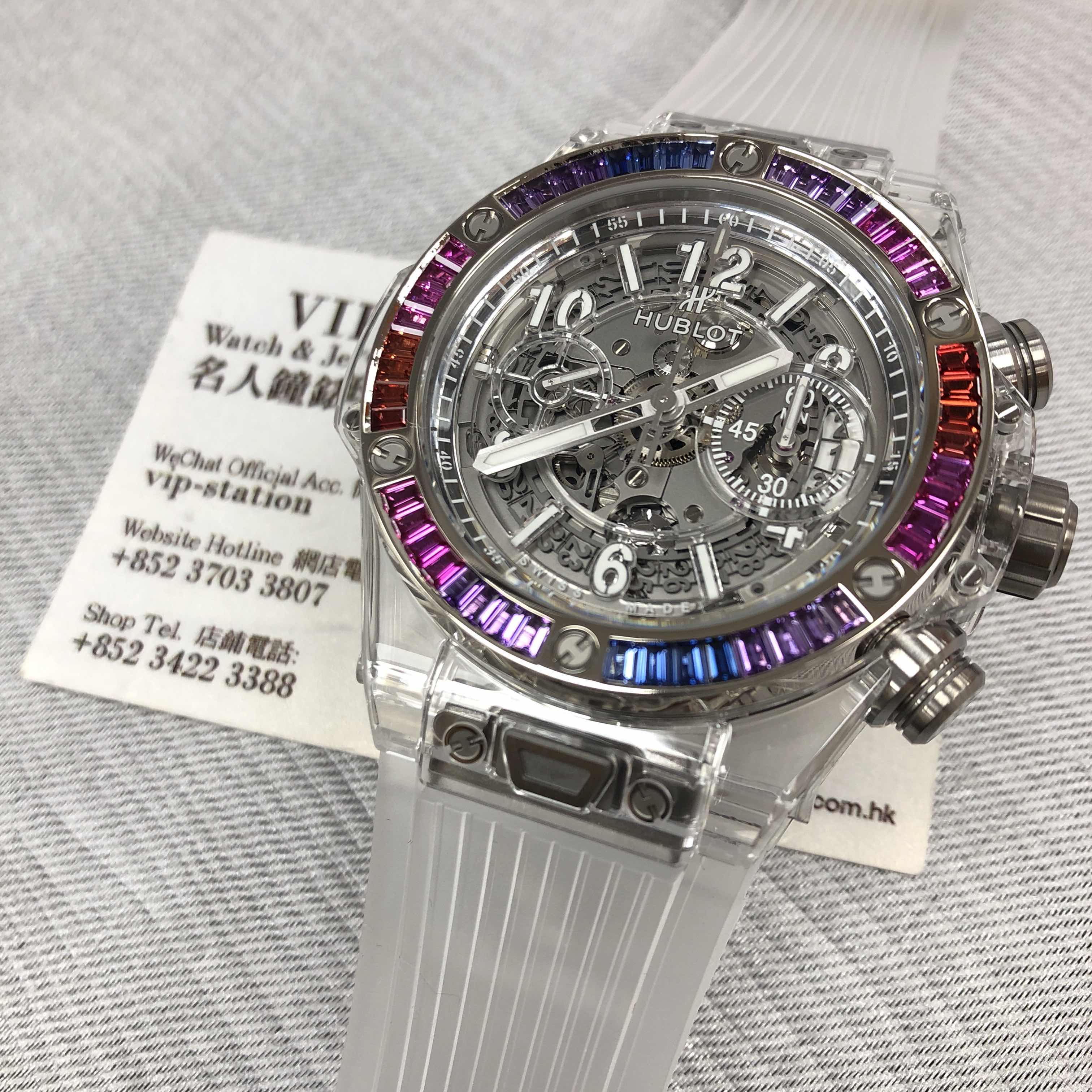 Hublot 411.JX.4803.RT.4098 BIG BANG Automatic 18kt White Gold Sapphire | 45mm Case | Transparent - Image 5