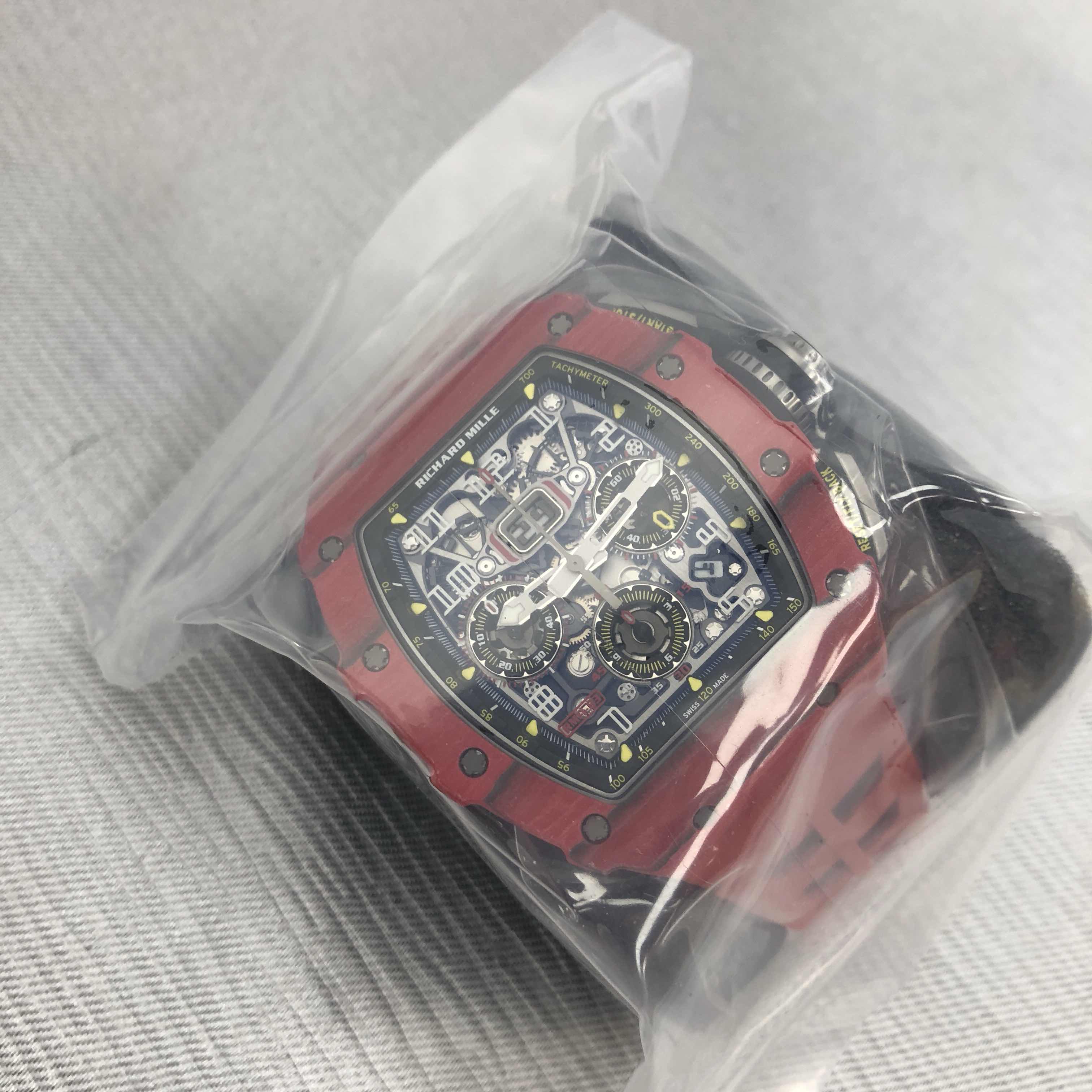 Richard Mille RM11-03 RED NTPT Replica Watch, Silver Dial, PVD Titanium Case, Red Rubber Strap - Image 5