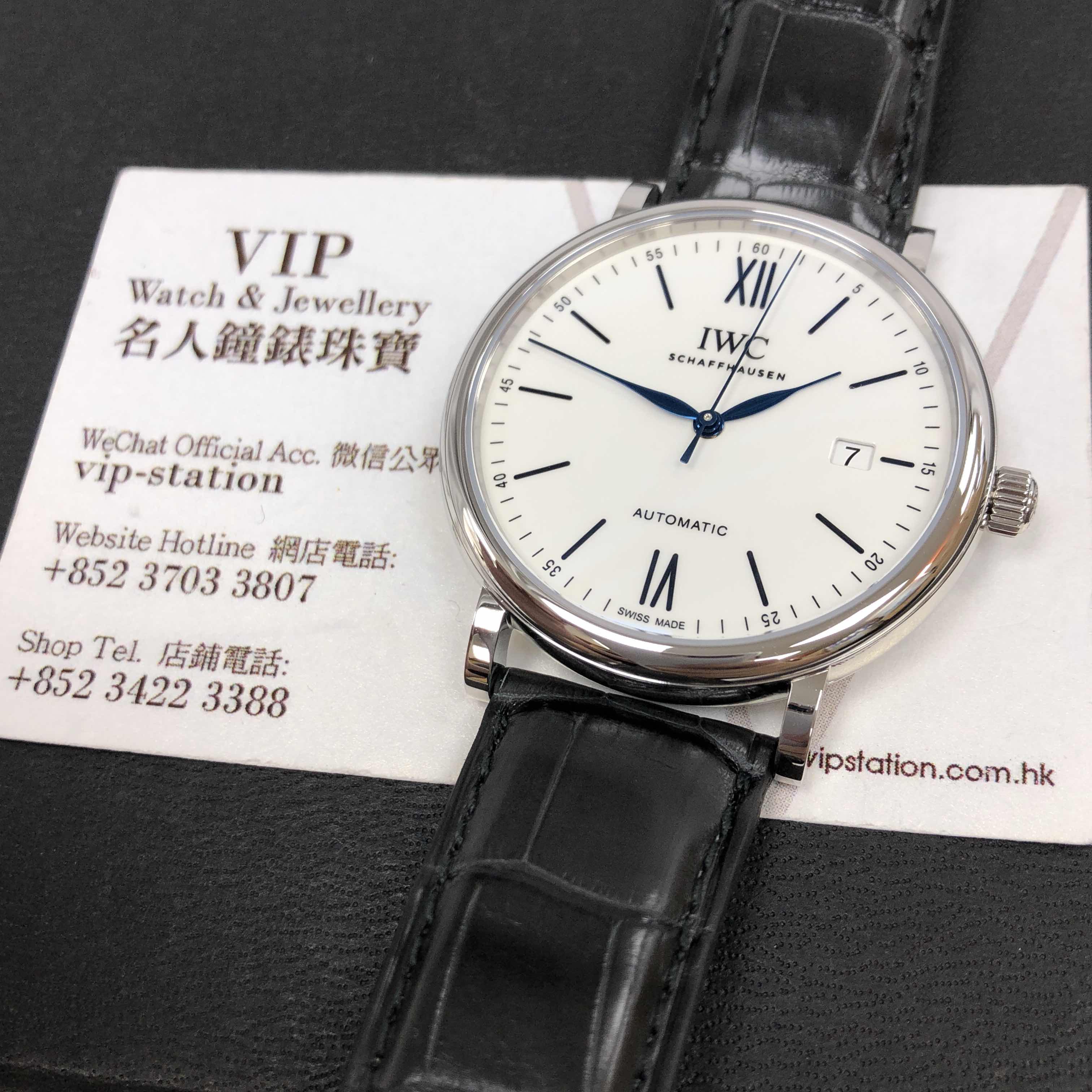 IWC Portofino IW356519 Automatic Stainless Steel White Dial Black Alligator Replica Watch - Image 5