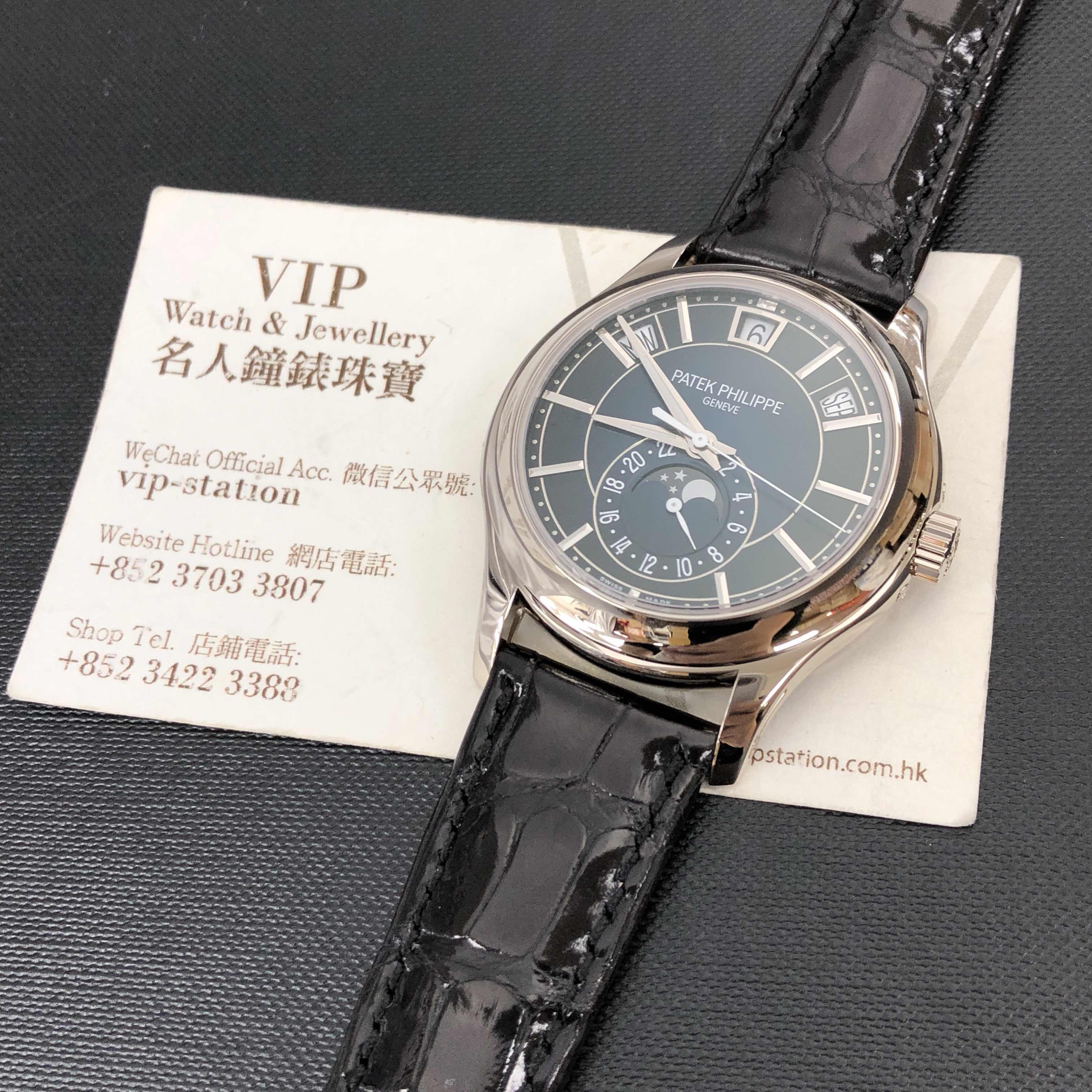 Patek Philippe 5205G-013 Replica Watch, 40mm 18kt White Gold Case, Blue Dial, Black Alligator Strap - Image 5