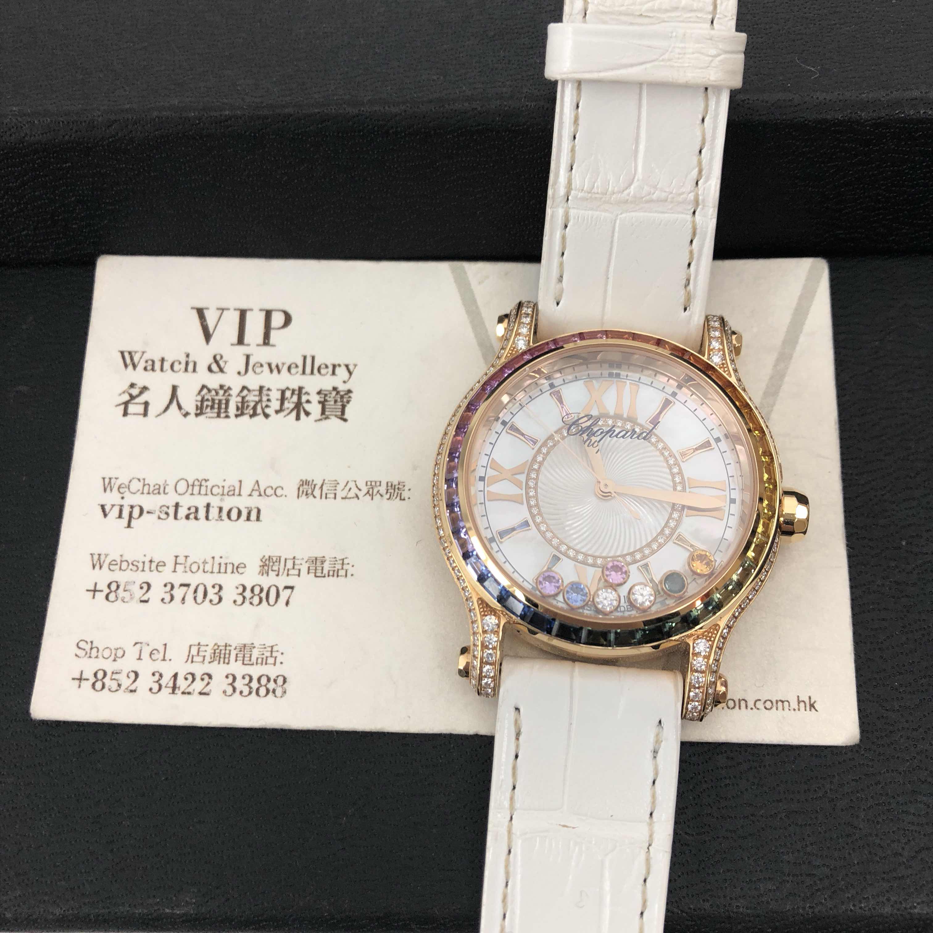 Chopard 274891-5007 HAPPY SPORT Auto 18kt Rose Gold Sapphire Replica Watch - Image 5