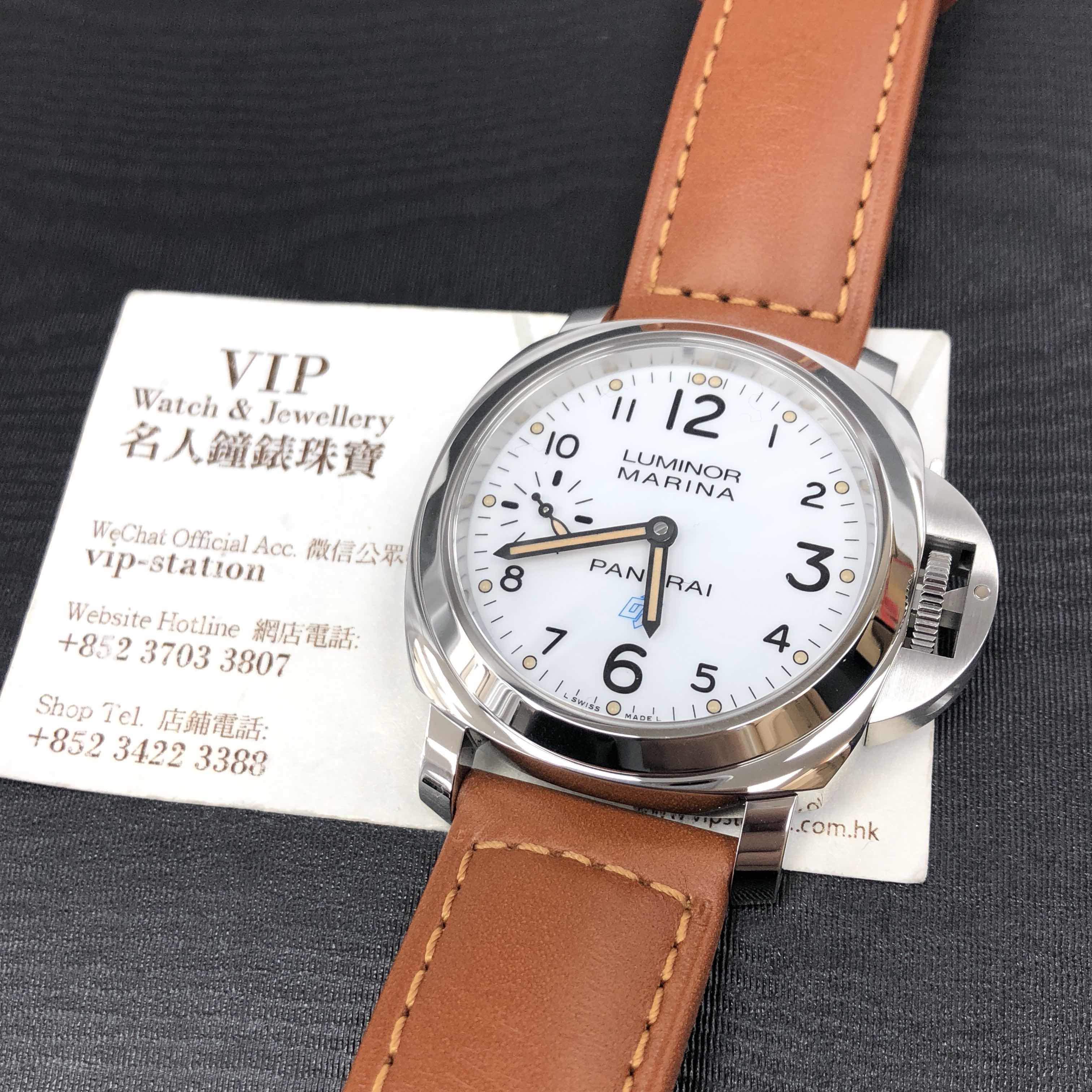 Panerai PAM00778 LUMINOR Manual Wind Stainless Steel Watch - White Dial, Brown Leather Strap - Image 5