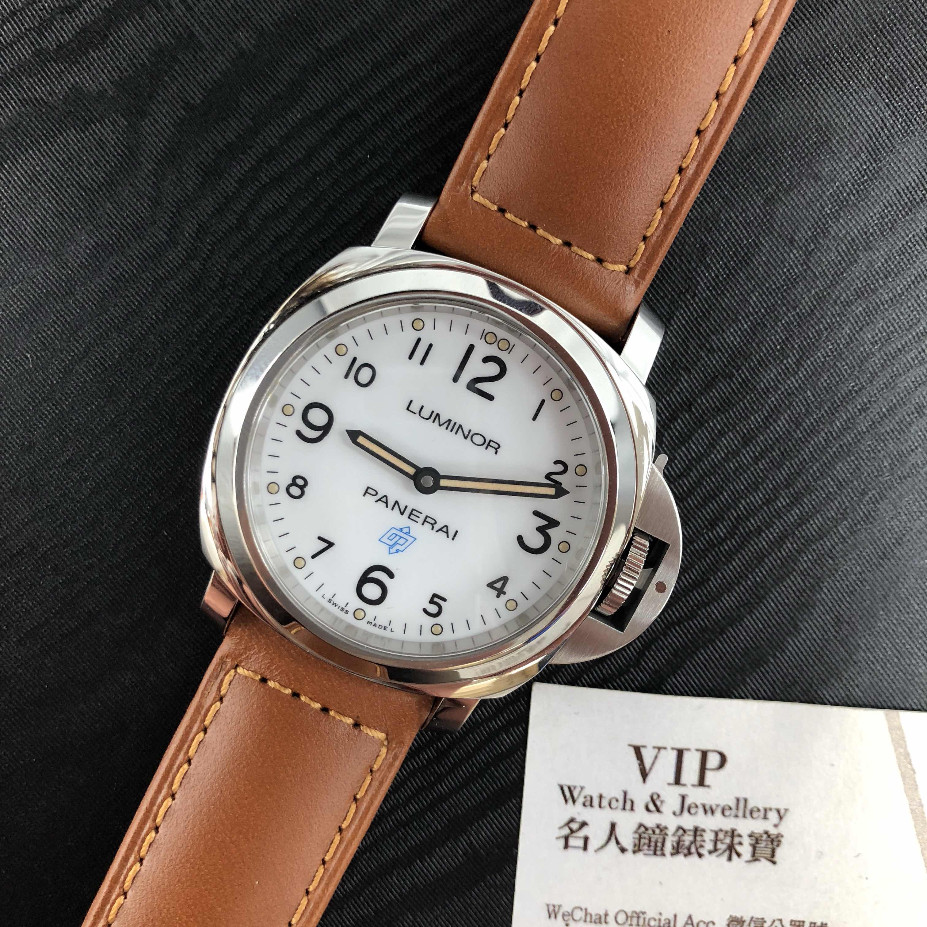 Panerai PAM00775 LUMINOR Manual Wind Stainless Steel Replica Watch - White Dial, Brown Leather Strap - Image 5