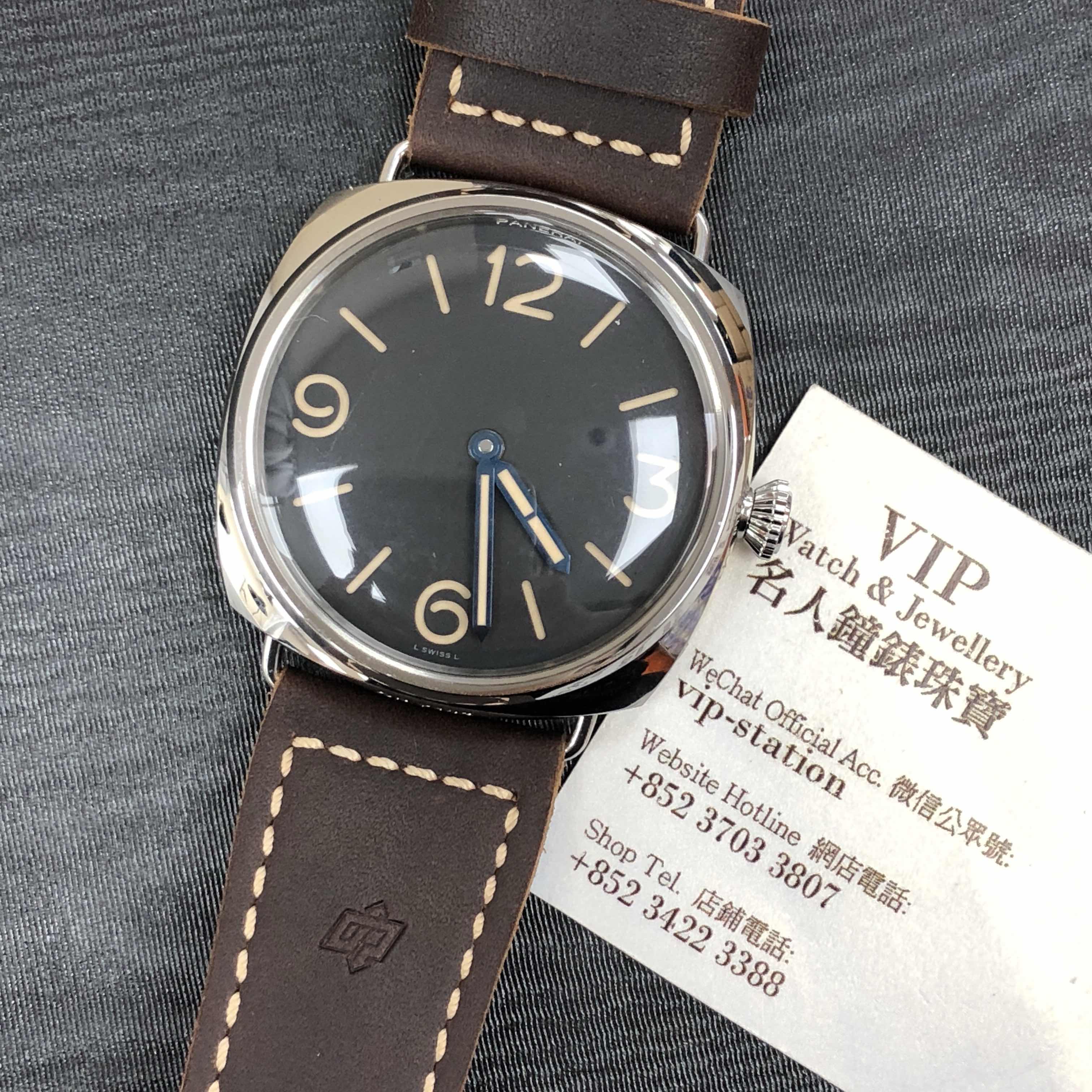 Panerai PAM00721 Radiomir Replica Watch, Black Dial, Steel Case, Manual Wind, Brown Leather Strap - Image 5
