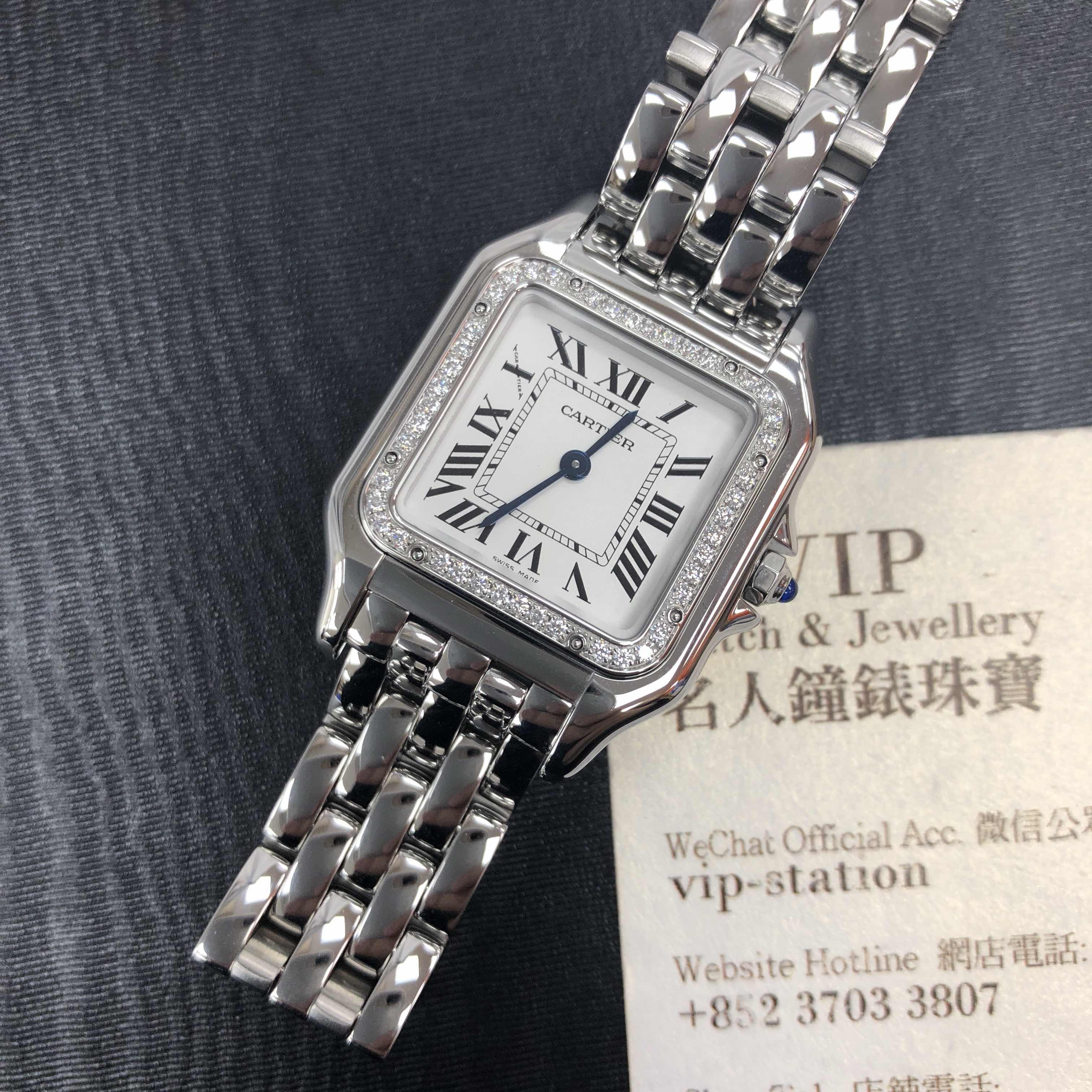 Cartier W4PN0008 PANTHeRE DE CARTIER Quartz Stainless Steel & Diamond Replica Watch, White Dial - Image 5
