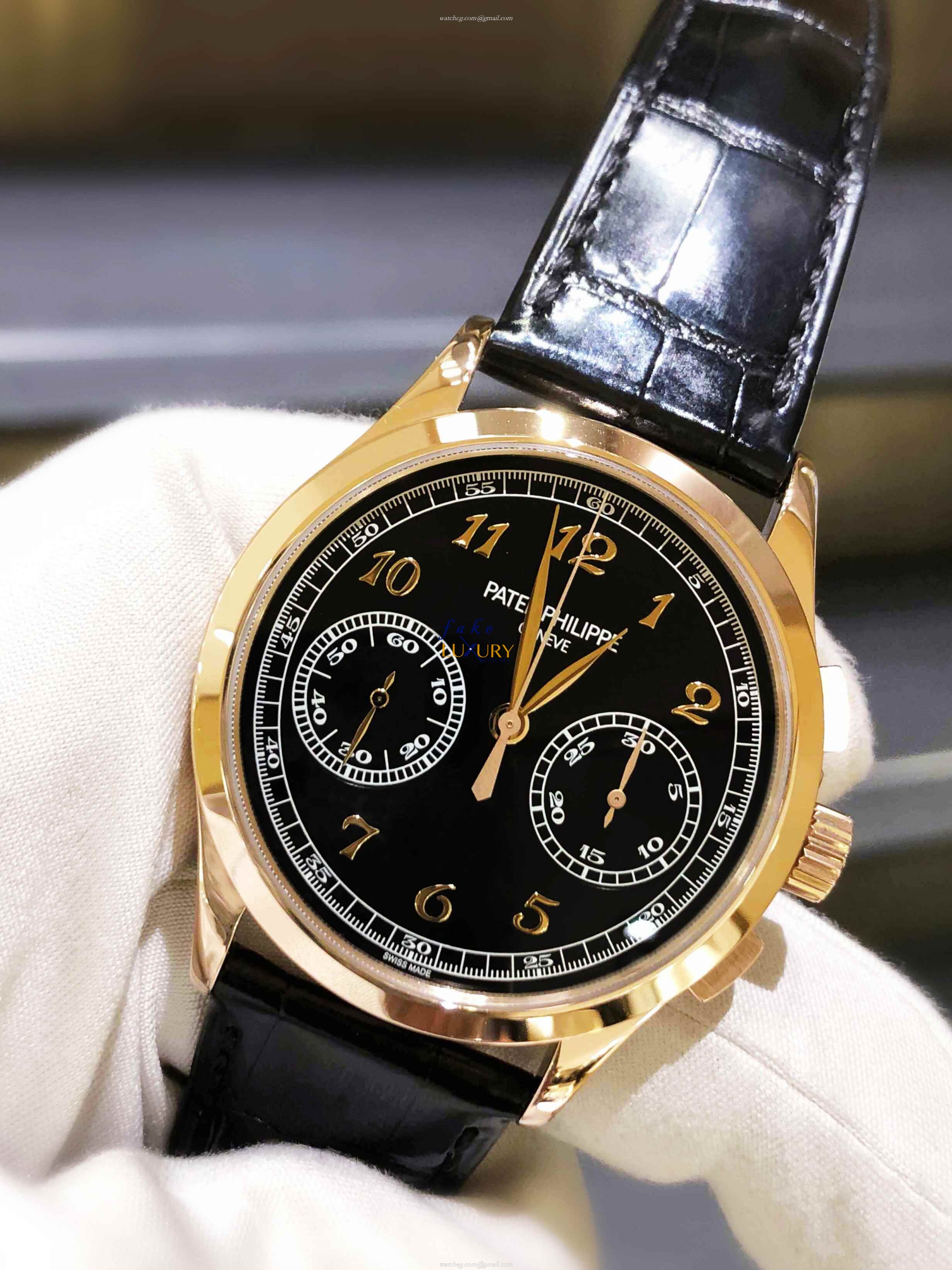 Patek Philippe 5170R-010 Replica Watch Manual Wind Rose Gold Black Dial Alligator Strap - Image 5