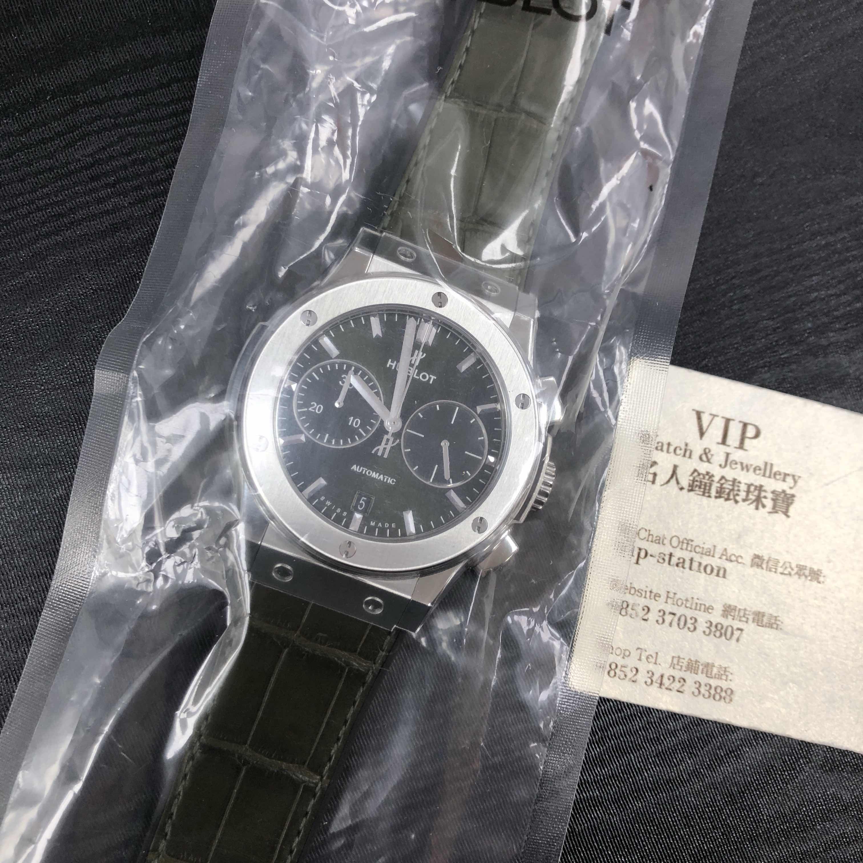Hublot 521.NX.8970.LR Classic Fusion Auto Titanium Replica Watch, Green Dial & Green Alligator Strap - Image 5