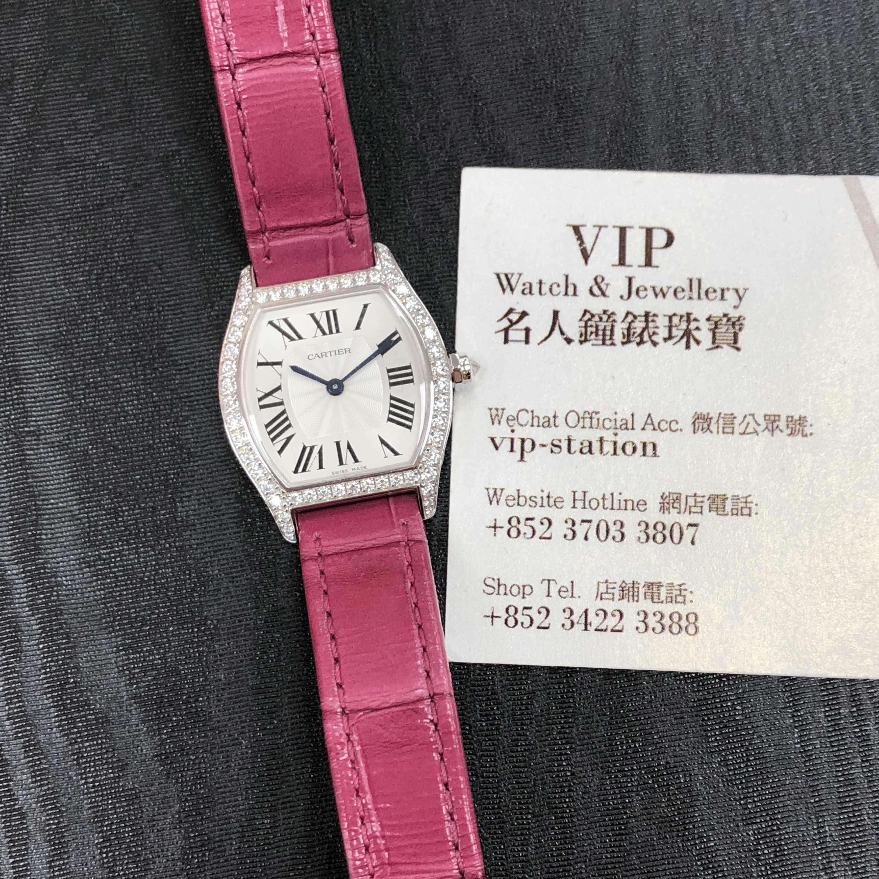 WA501007 - Cartier Tortue Replica Watch Manual Wind 18kt White Gold Silver Dial Red Strap - Image 5