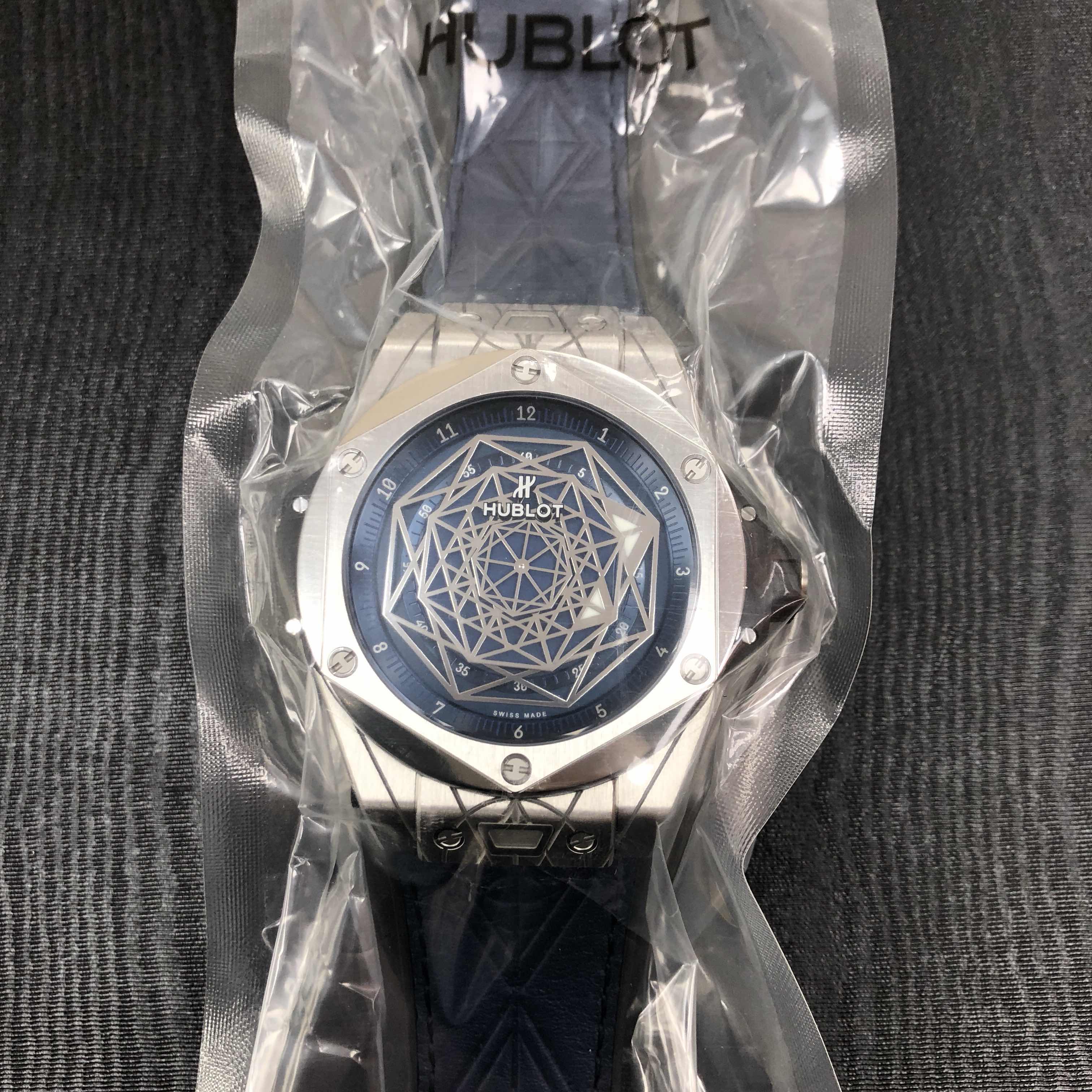 Hublot 415.NX.7179.VR.MXM18 Automatic Titanium Replica Watch, Blue Dial, Cowhide Strap - Image 5