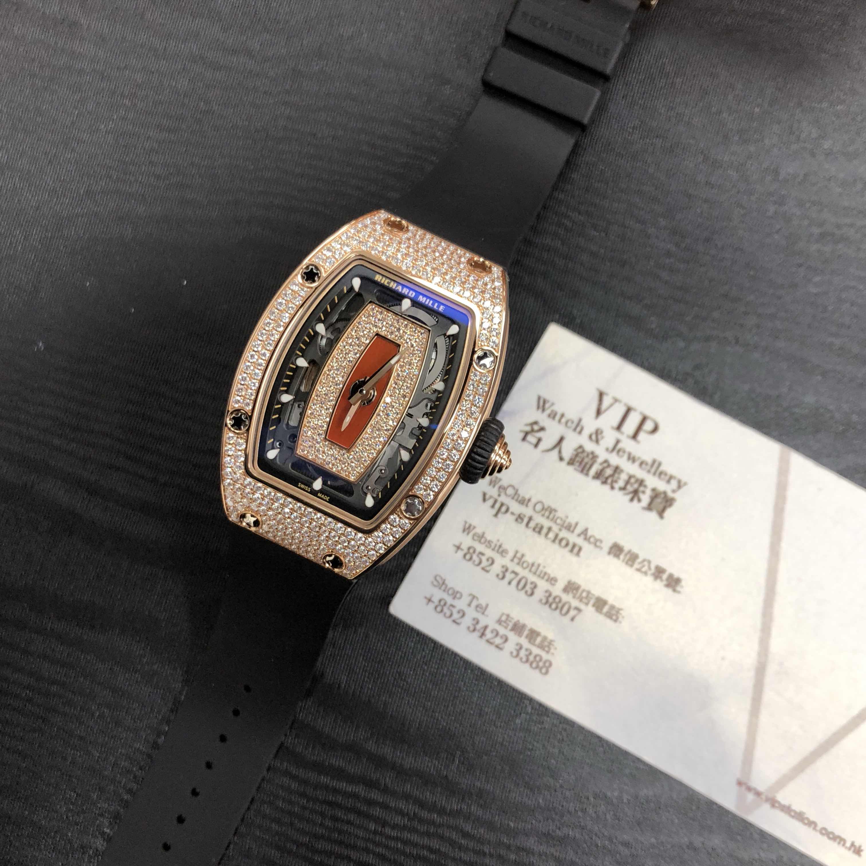 Richard Mille RM07-01RG Replica Watch, Automatic Movement, 18kt Rose Magic & Diamond Case, Black - Image 5