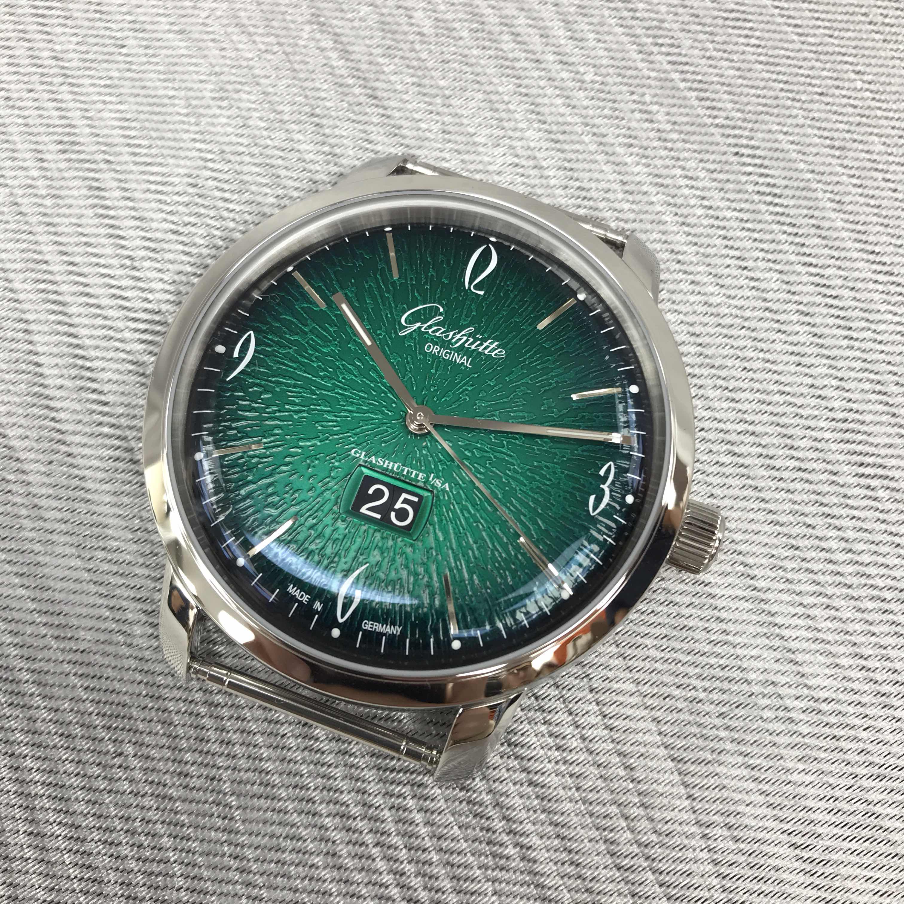 Glashutte 2-39-47-04-02-04 Replica Watch, Green Dial Automatic, Steel Case, Black Leather Strap - Image 4